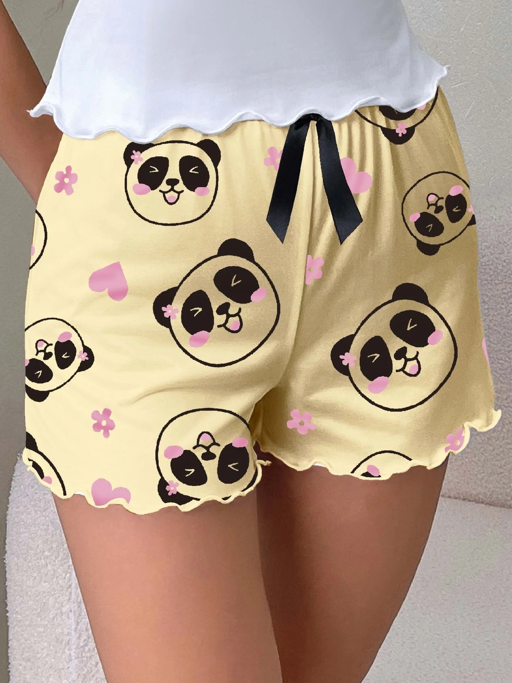 Short de pyjama décontracté pour femme avec motif panda kawaii, idéal pour la nuit et la détente - Image 8