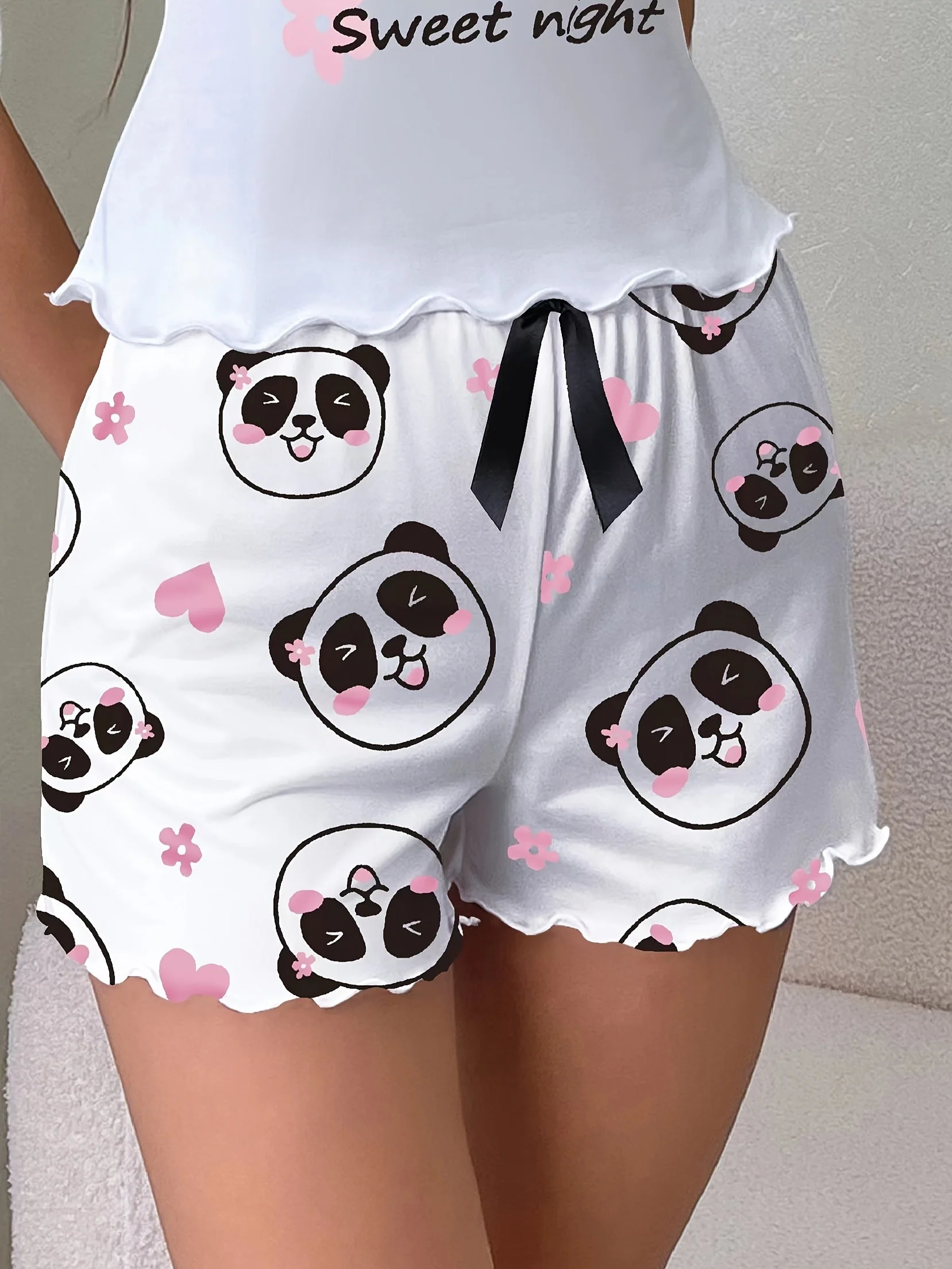 Short de pyjama décontracté pour femme avec motif panda kawaii, idéal pour la nuit et la détente - Image 9