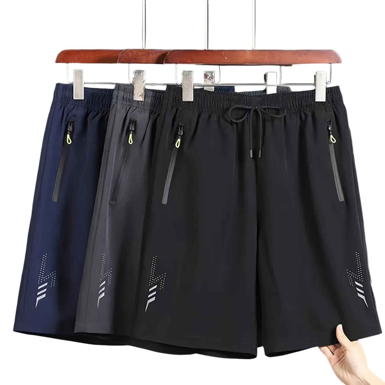 Short de sport décontracté pour homme avec poches zippées et motif géométrique - Image 11