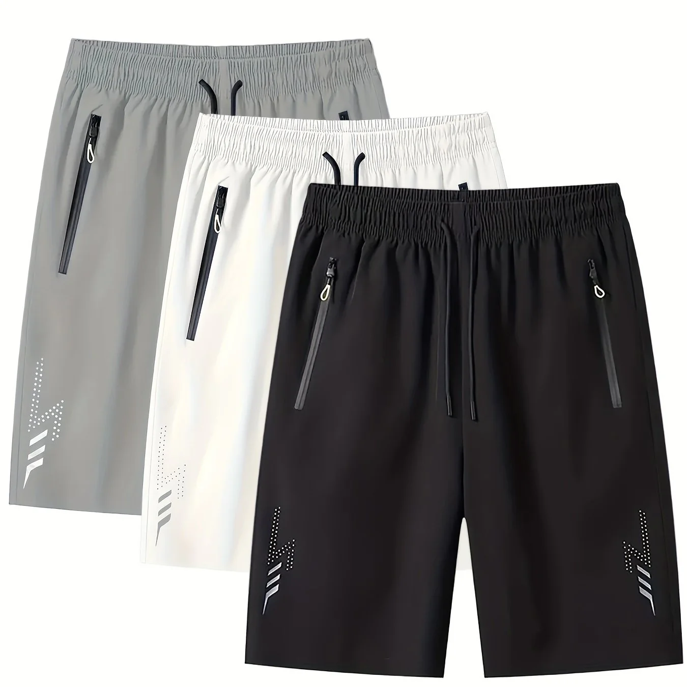 Short de sport décontracté pour homme avec poches zippées et motif géométrique - Image 12