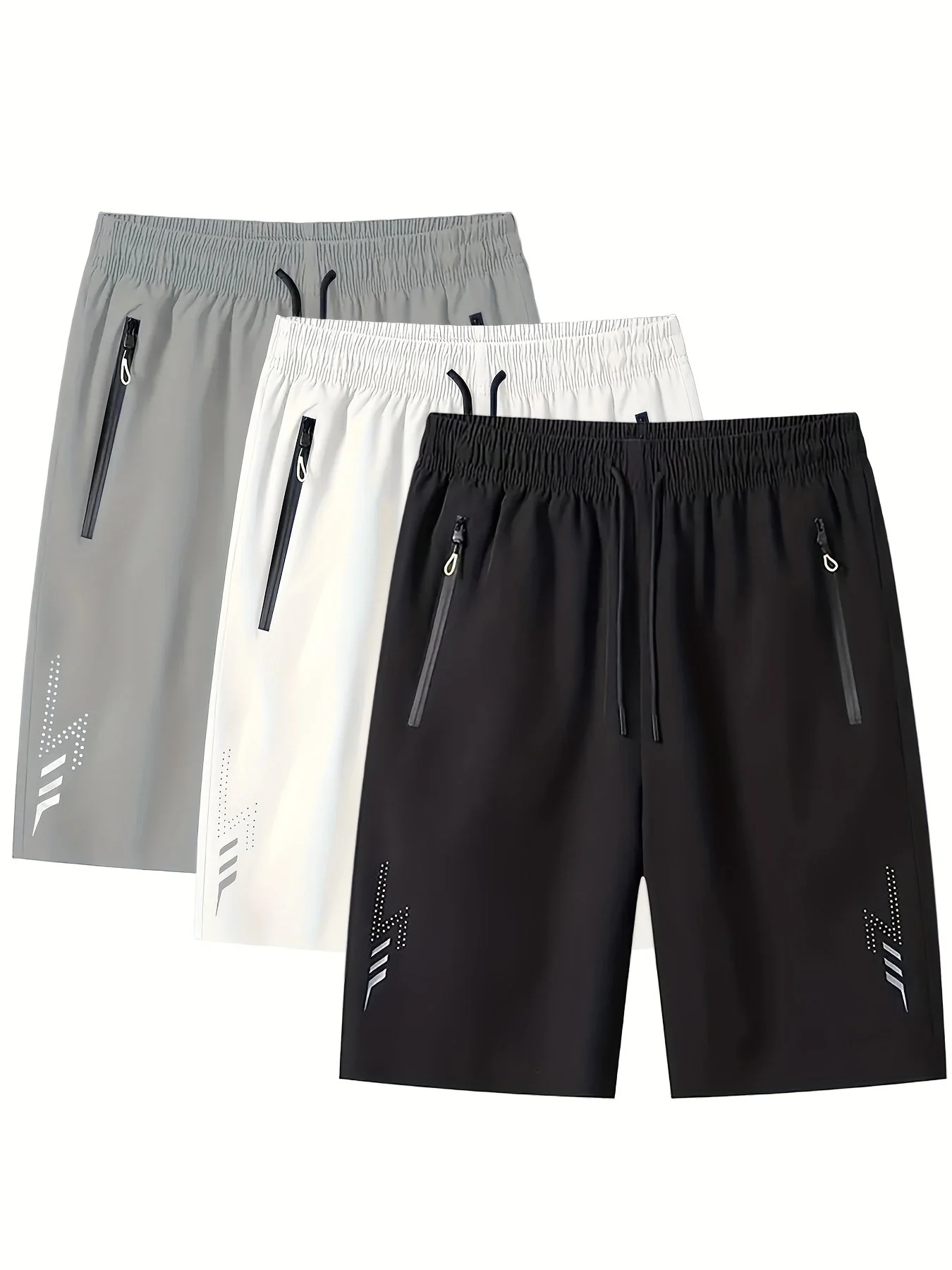 Short de sport décontracté pour homme avec poches zippées et motif géométrique - Image 2