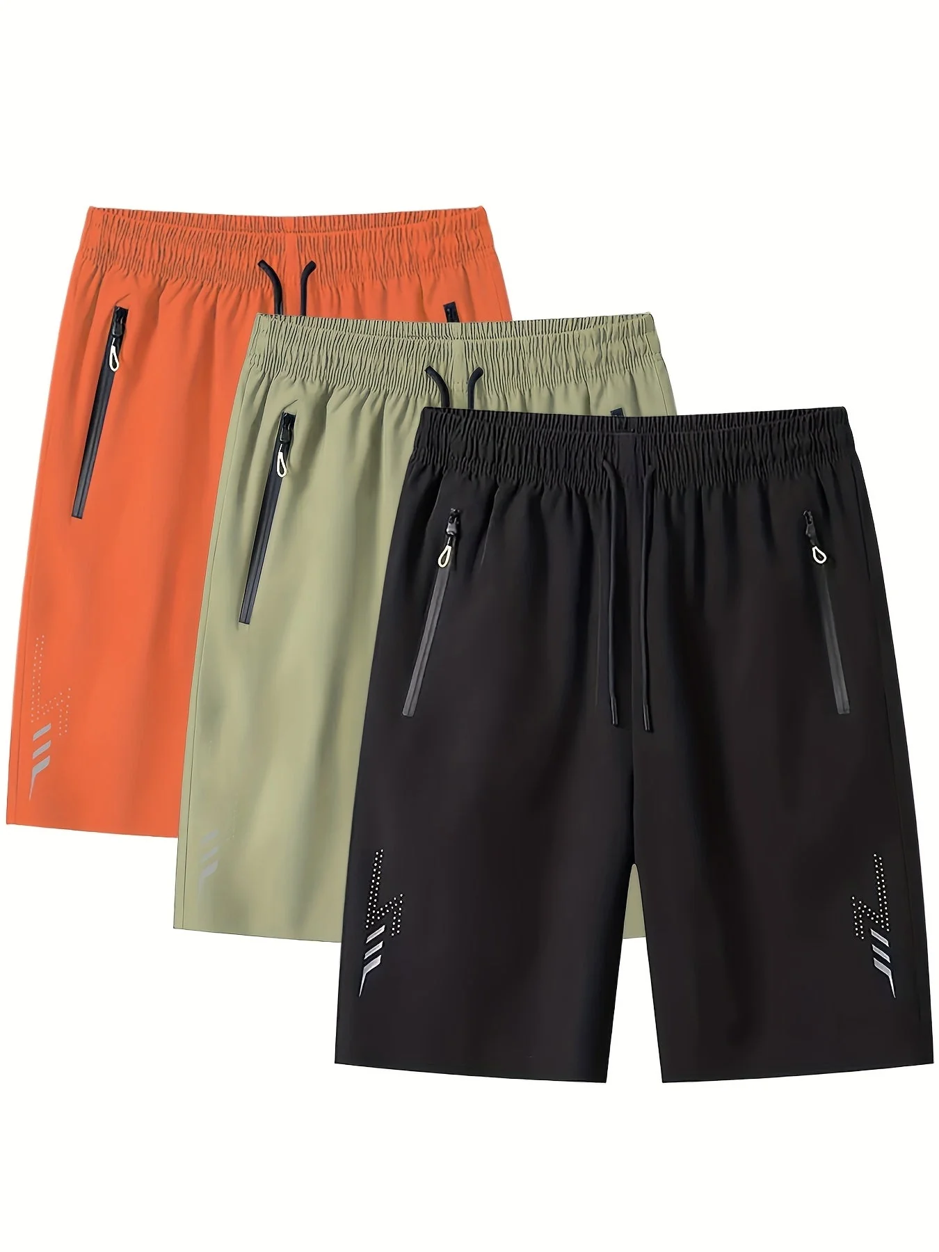 Short de sport décontracté pour homme avec poches zippées et motif géométrique - Image 3