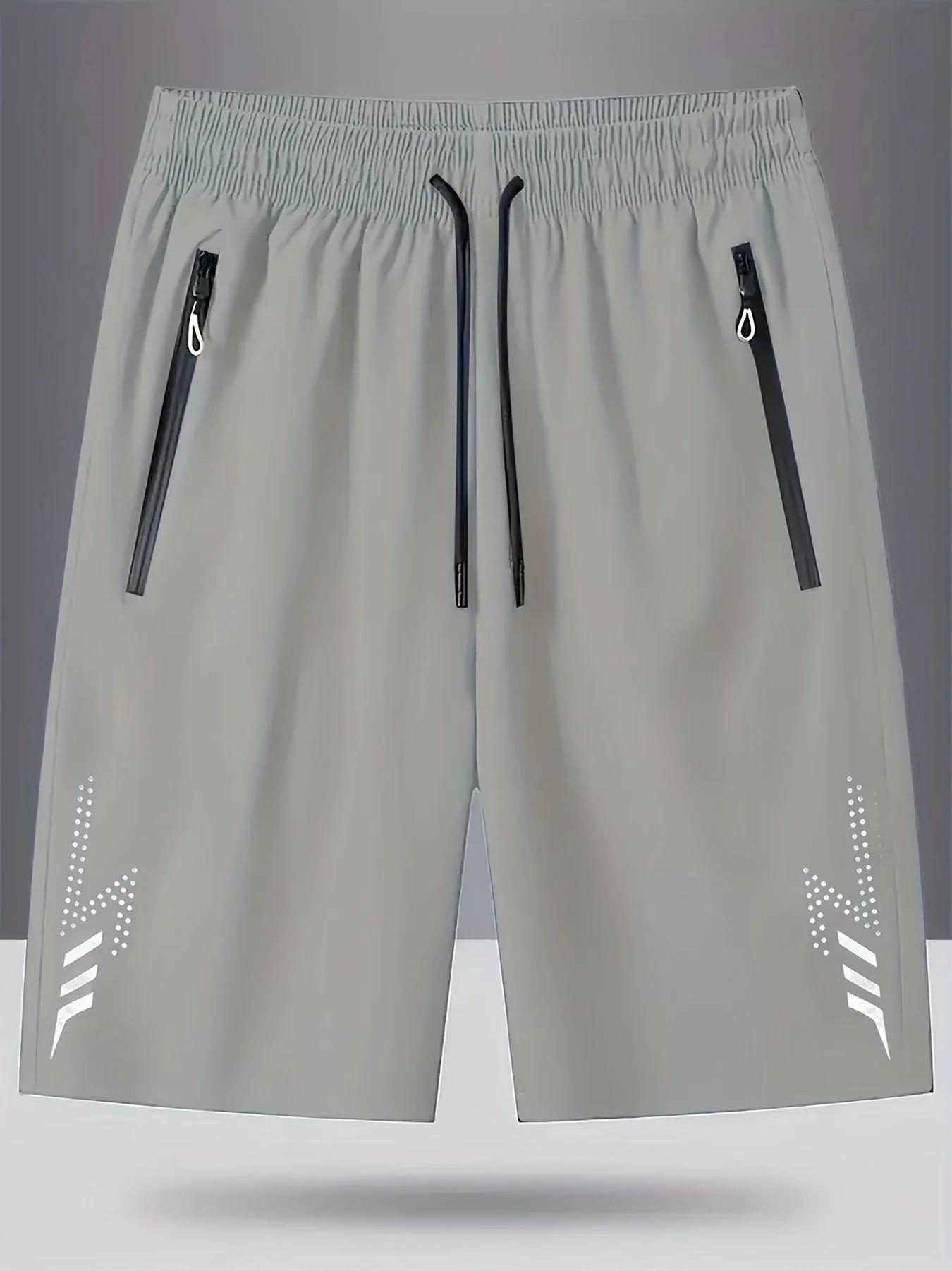 Short de sport décontracté pour homme avec poches zippées et motif géométrique - Image 9
