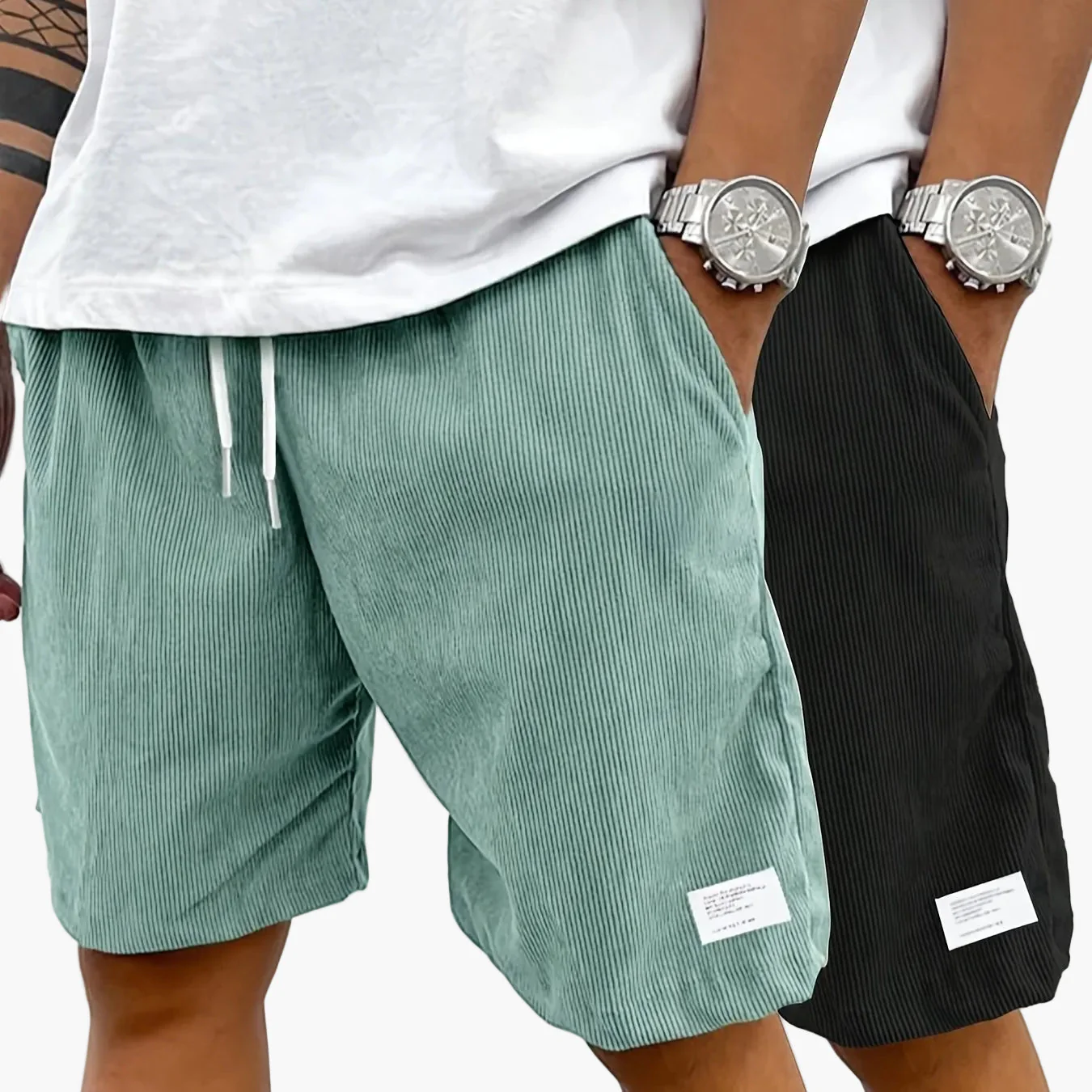 Short vintage décontracté pour homme avec poches – Style urbain idéal pour l'été et les loisirs - Image 11