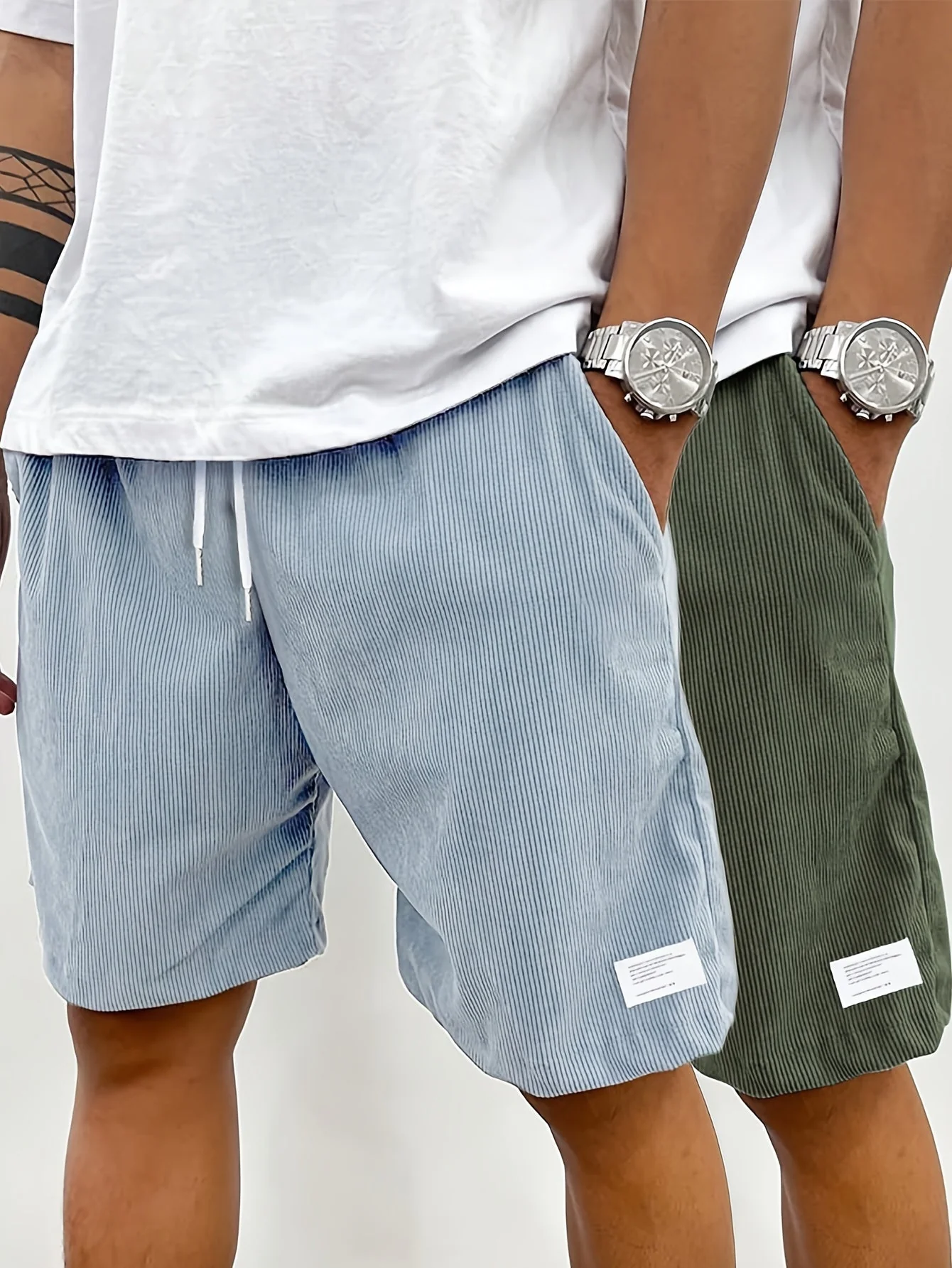 Short vintage décontracté pour homme avec poches – Style urbain idéal pour l'été et les loisirs - Image 2