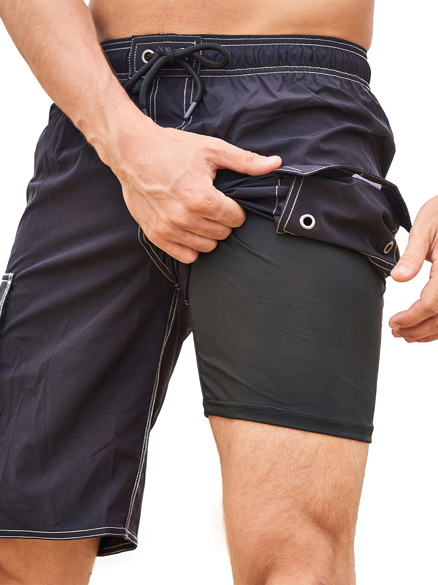 Shorts de bain homme sport à doublure anti-frottement avec poche – Idéal plage et piscine - Image 2