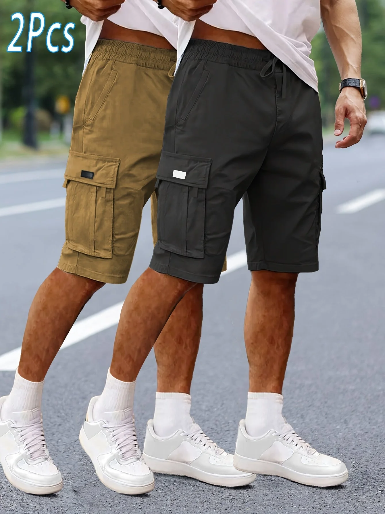 Shorts cargo décontractés pour homme 2 pièces, style urbain et polyvalent, idéals pour loisirs et activités extérieures - Image 3