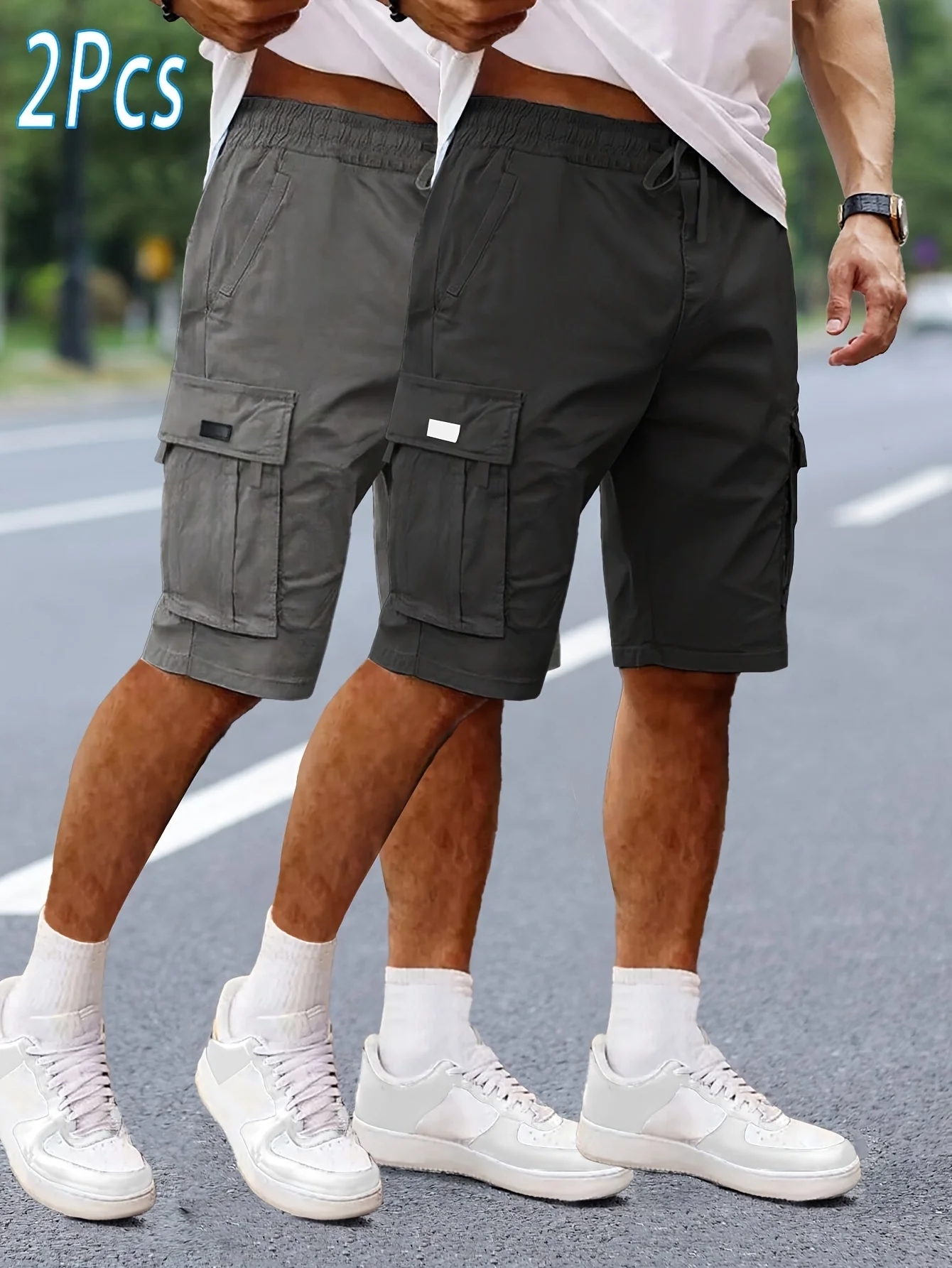 Shorts cargo décontractés pour homme 2 pièces, style urbain et polyvalent, idéals pour loisirs et activités extérieures - Image 4
