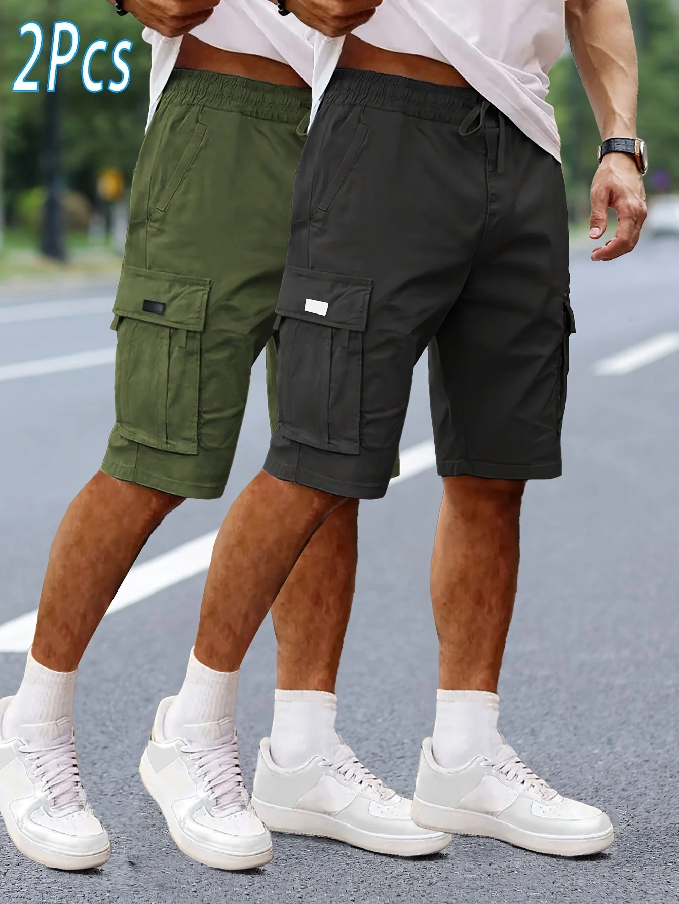 Shorts cargo décontractés pour homme 2 pièces, style urbain et polyvalent, idéals pour loisirs et activités extérieures - Image 5