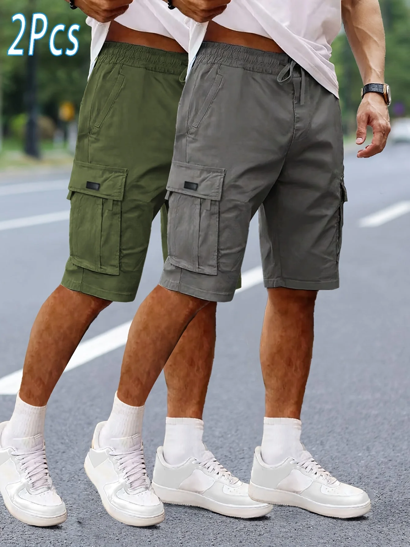 Shorts cargo décontractés pour homme 2 pièces, style urbain et polyvalent, idéals pour loisirs et activités extérieures - Image 6
