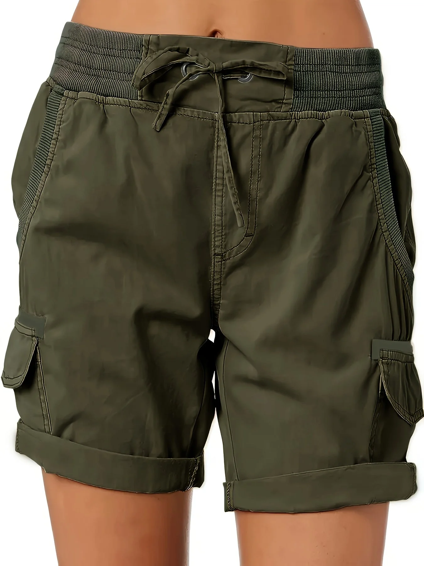Shorts décontractés pour femme style cargo avec poches et cordon – Idéal pour l'été et les loisirs - Image 11
