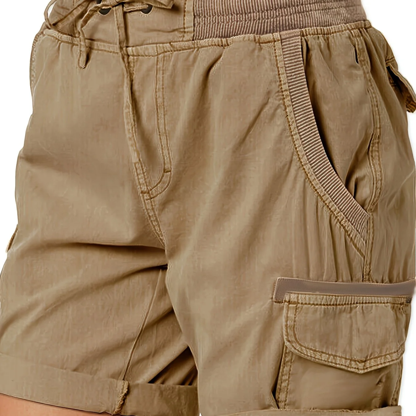 Shorts décontractés pour femme style cargo avec poches et cordon – Idéal pour l'été et les loisirs - Image 17