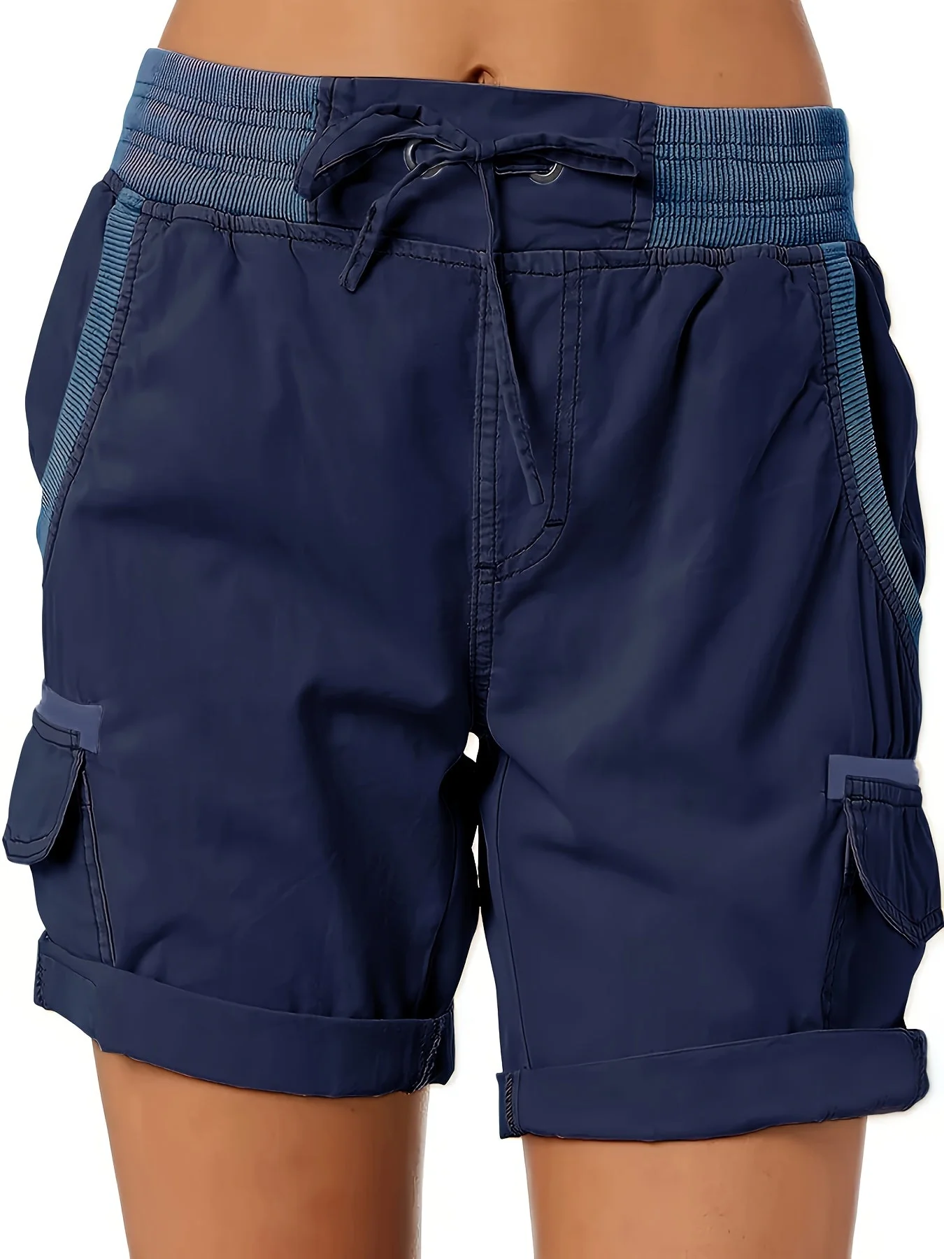 Shorts décontractés pour femme style cargo avec poches et cordon – Idéal pour l'été et les loisirs - Image 3