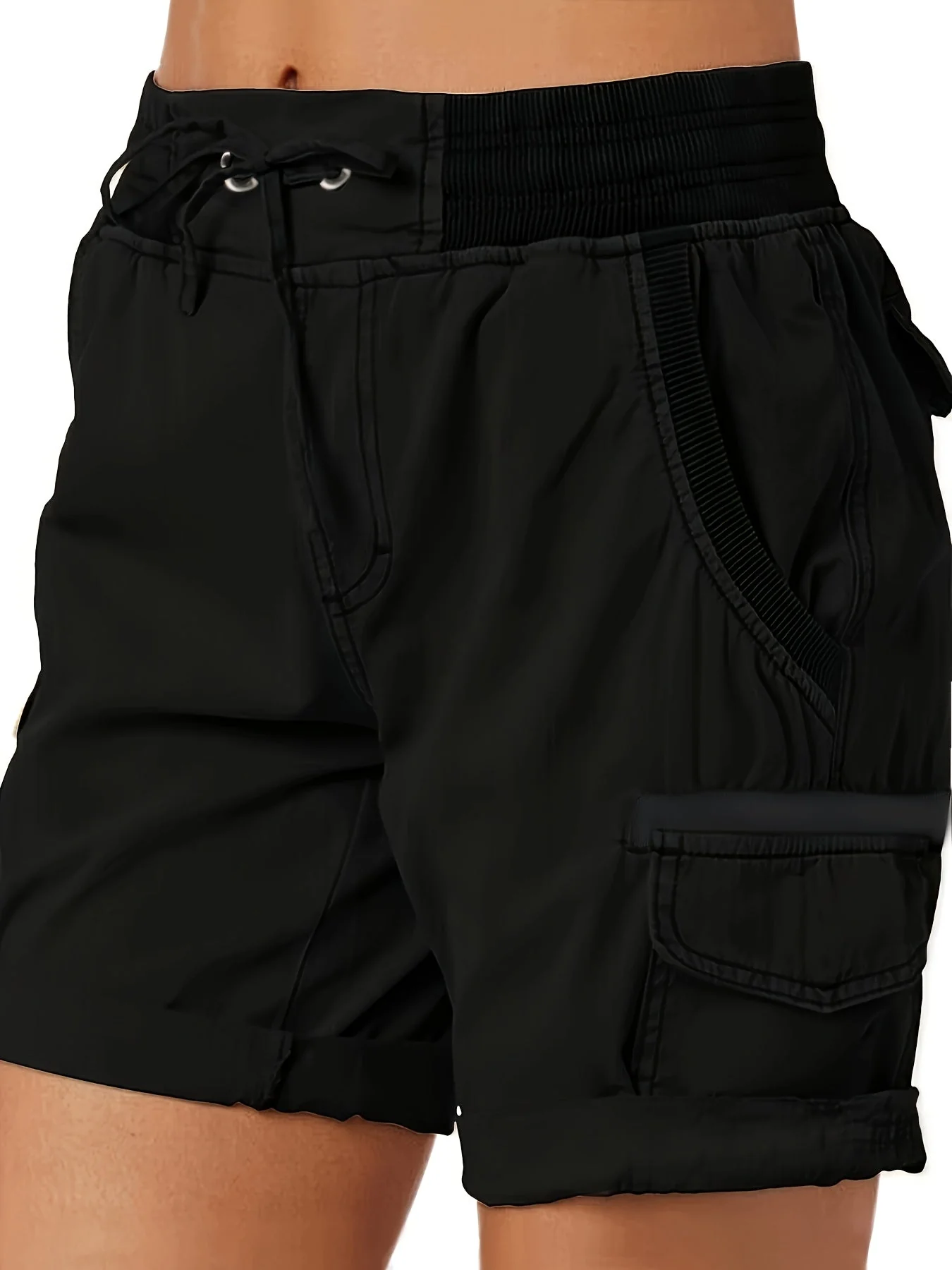 Shorts décontractés pour femme style cargo avec poches et cordon – Idéal pour l'été et les loisirs - Image 4