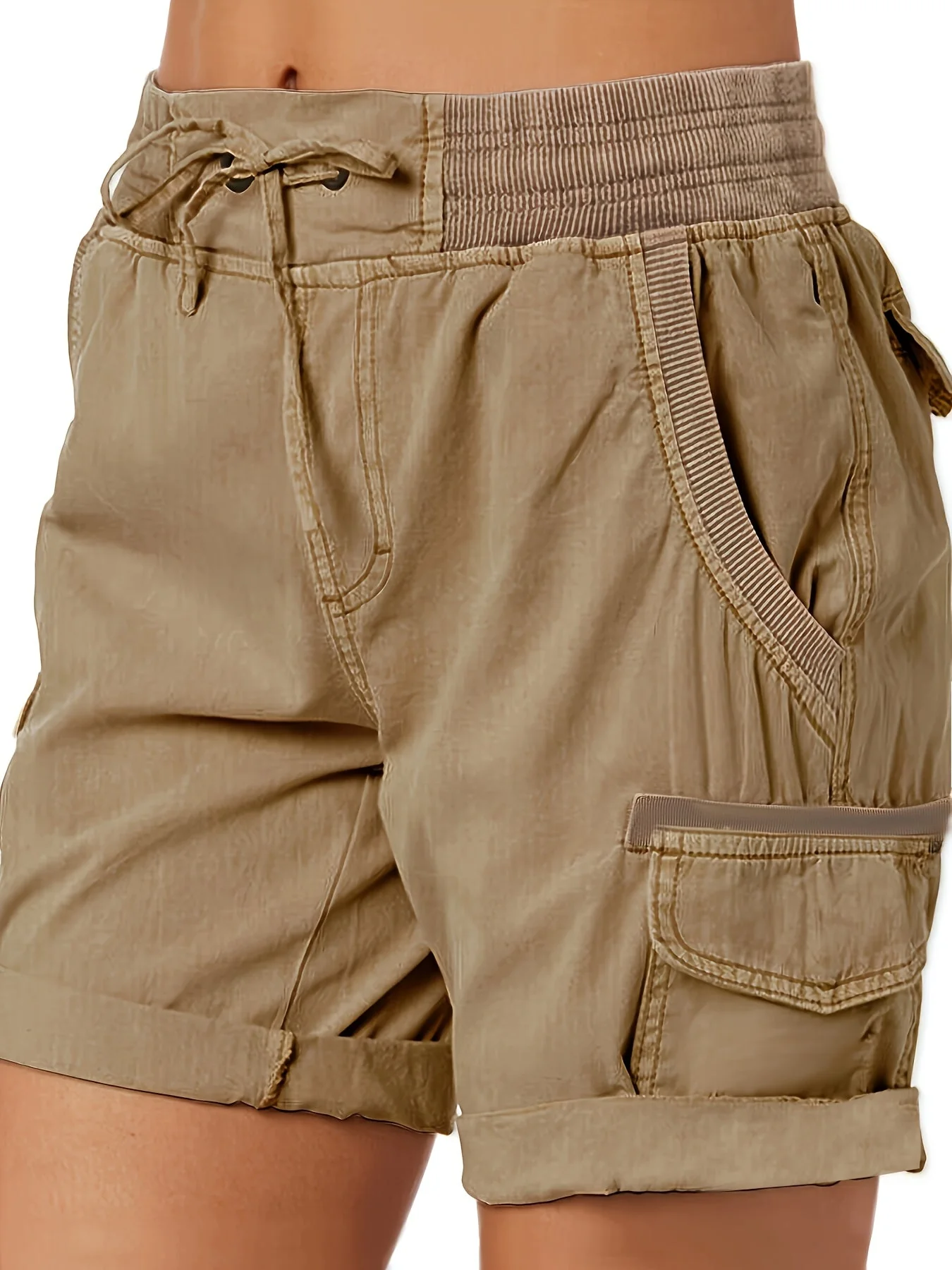 Shorts décontractés pour femme style cargo avec poches et cordon – Idéal pour l'été et les loisirs - Image 5