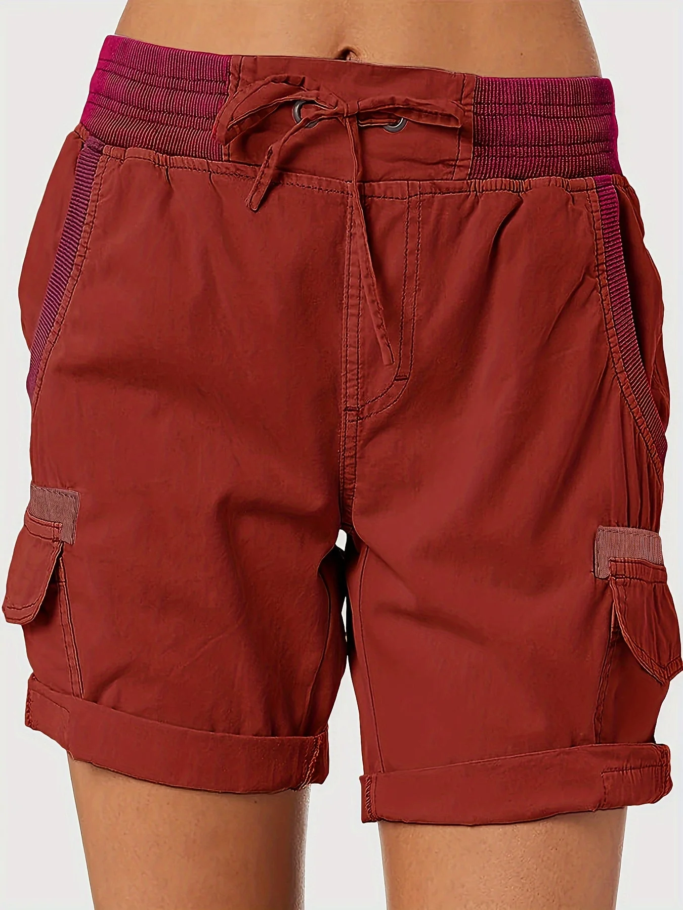 Shorts décontractés pour femme style cargo avec poches et cordon – Idéal pour l'été et les loisirs - Image 6