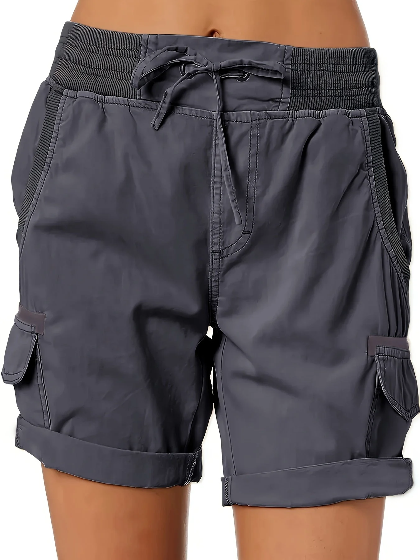 Shorts décontractés pour femme style cargo avec poches et cordon – Idéal pour l'été et les loisirs - Image 9