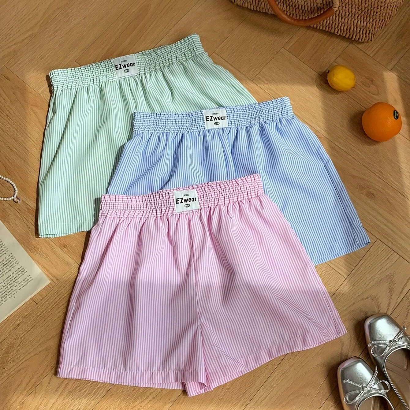 Shorts décontractés à rayures pour femme, lot de 3, style confortable pour la maison ou l'été - Image 11