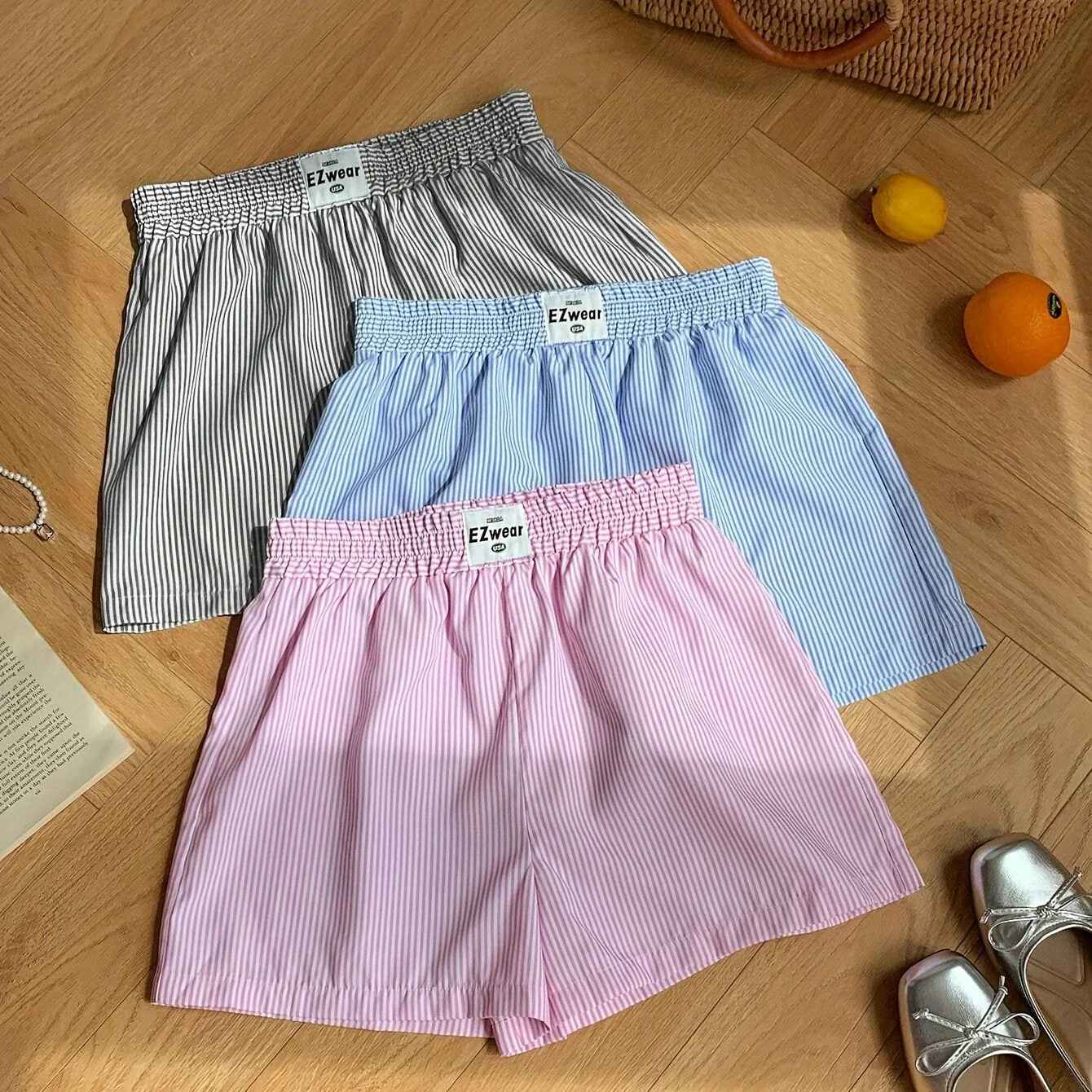 Shorts décontractés à rayures pour femme, lot de 3, style confortable pour la maison ou l'été - Image 12