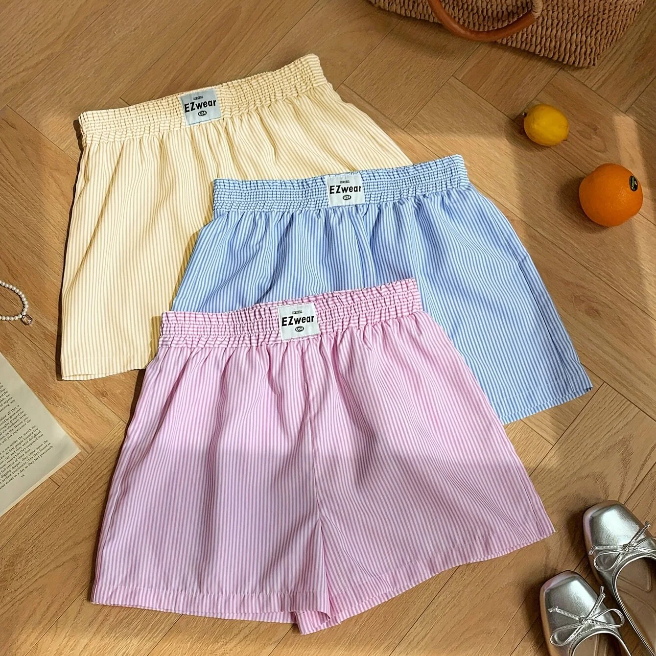 Shorts décontractés à rayures pour femme, lot de 3, style confortable pour la maison ou l'été - Image 13