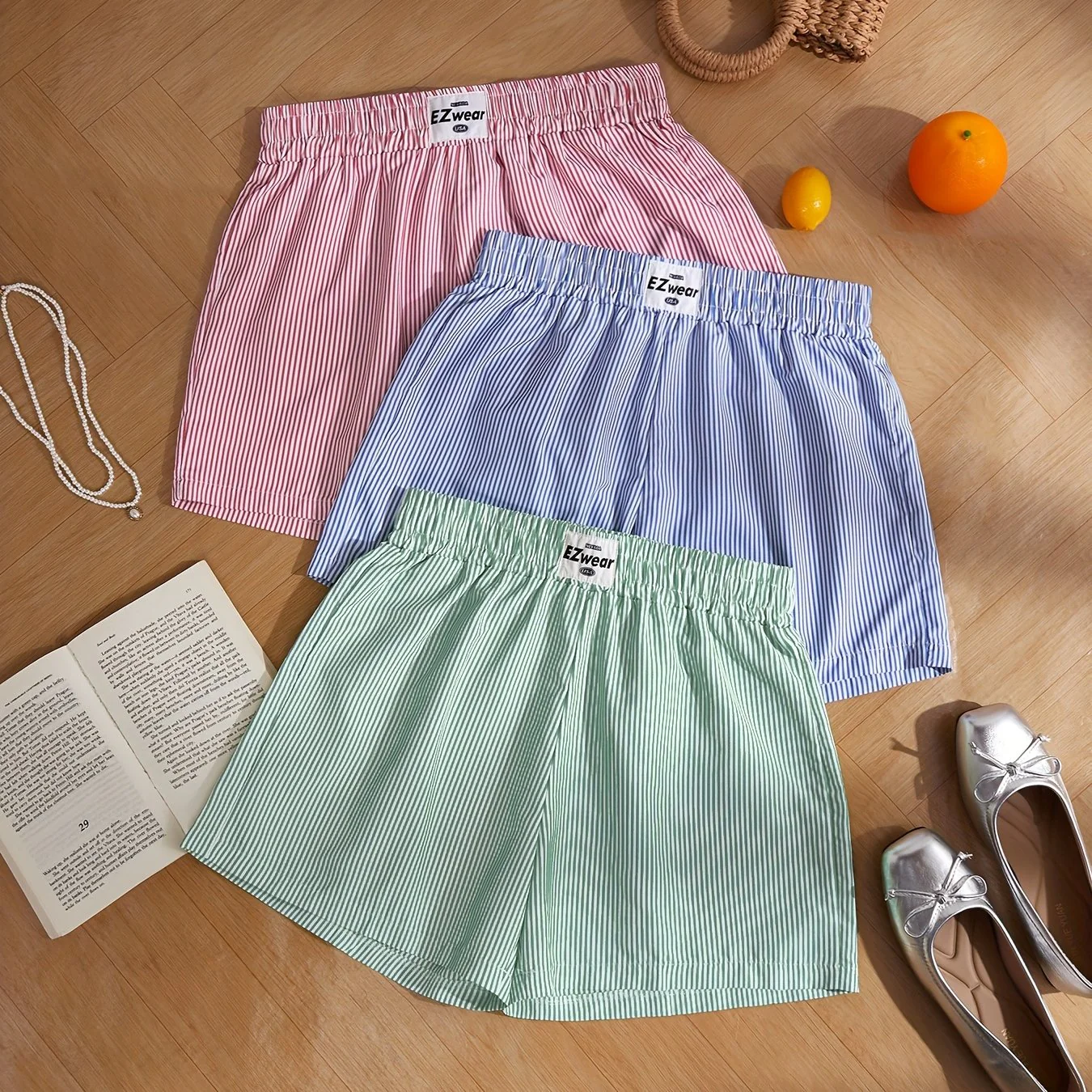 Shorts décontractés à rayures pour femme, lot de 3, style confortable pour la maison ou l'été - Image 14