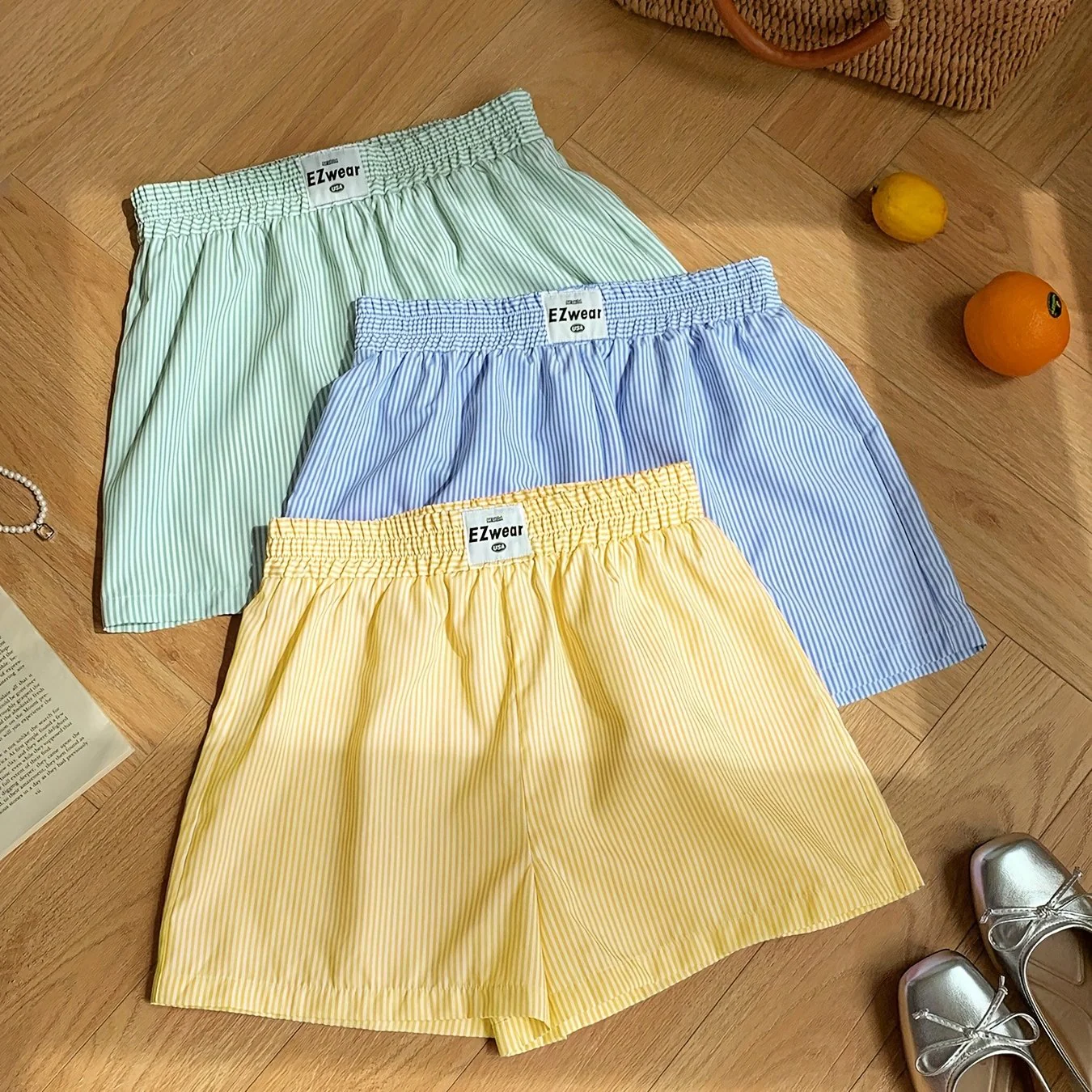 Shorts décontractés à rayures pour femme, lot de 3, style confortable pour la maison ou l'été - Image 15