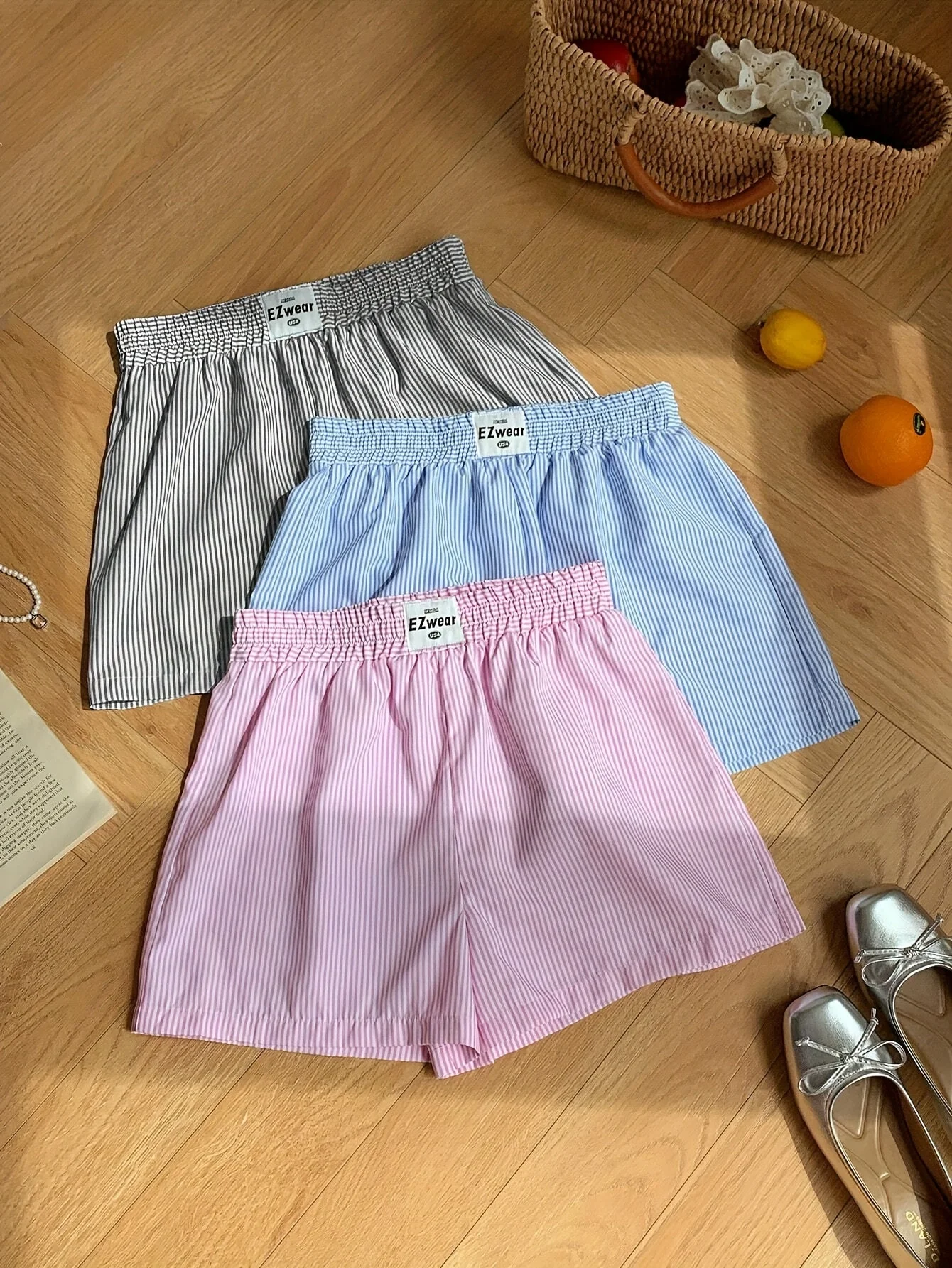 Shorts décontractés à rayures pour femme, lot de 3, style confortable pour la maison ou l'été - Image 5