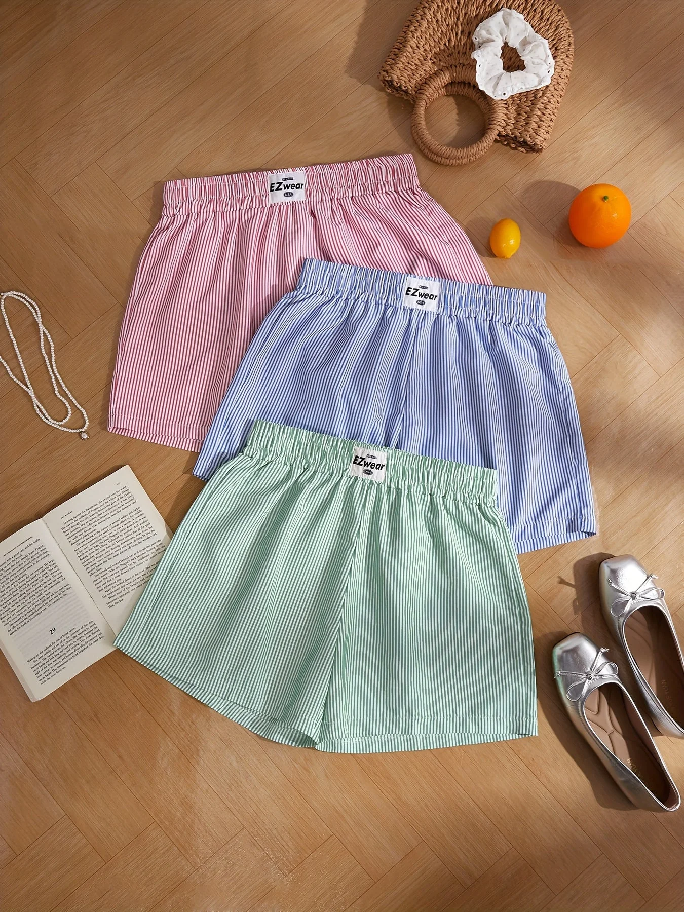 Shorts décontractés à rayures pour femme, lot de 3, style confortable pour la maison ou l'été - Image 8