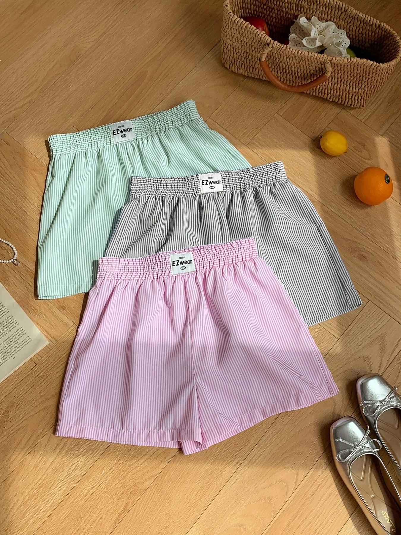 Shorts décontractés à rayures pour femme, lot de 3, style confortable pour la maison ou l'été - Image 9