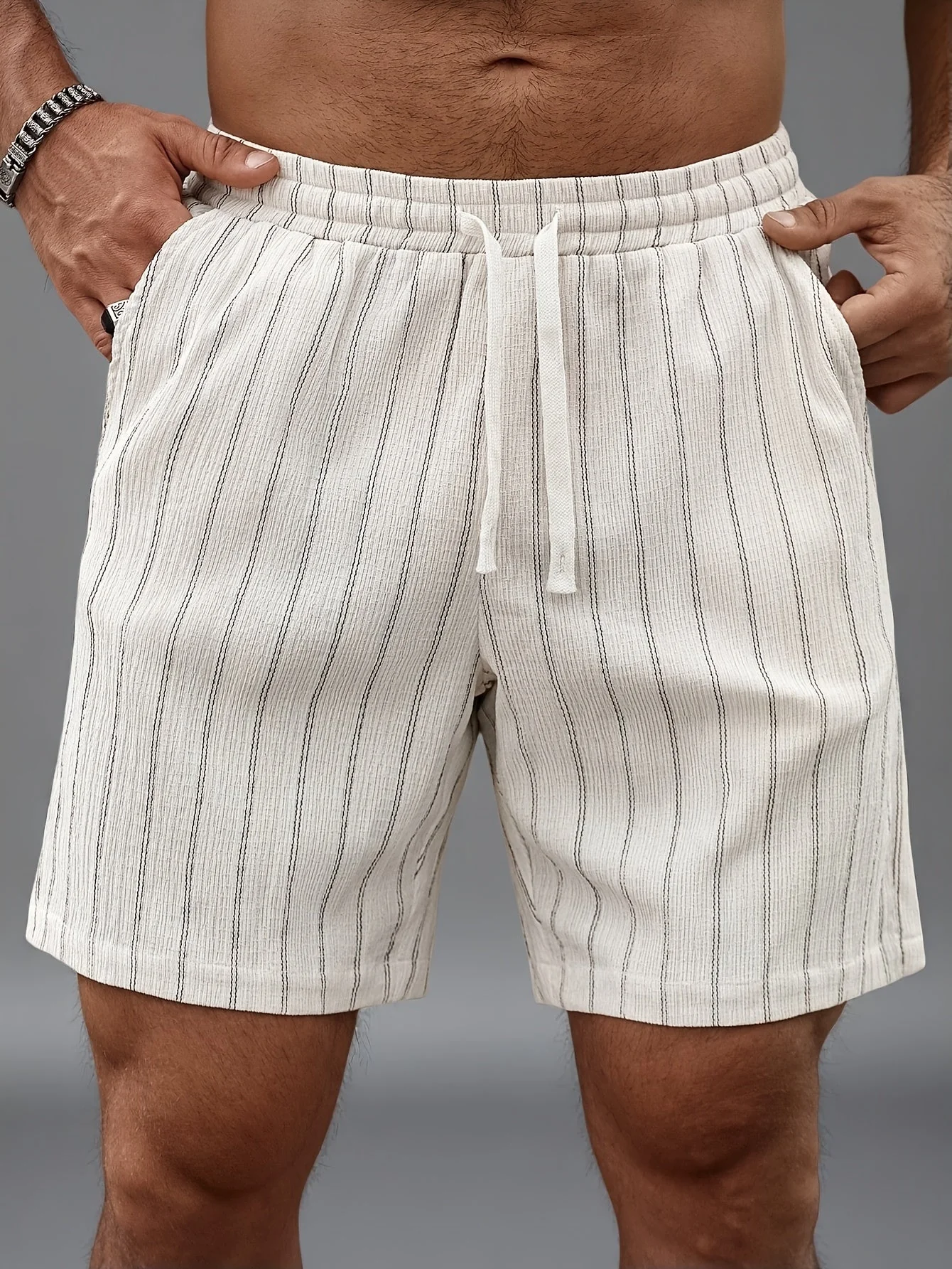 Shorts décontractés à rayures pour homme, style urbain tendance, idéals loisirs et sport - Image 10