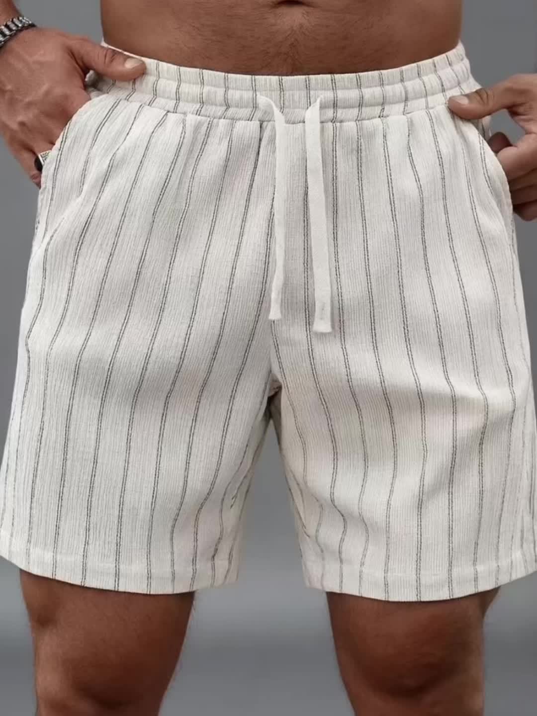 Shorts décontractés à rayures pour homme, style urbain tendance, idéals loisirs et sport - Image 12