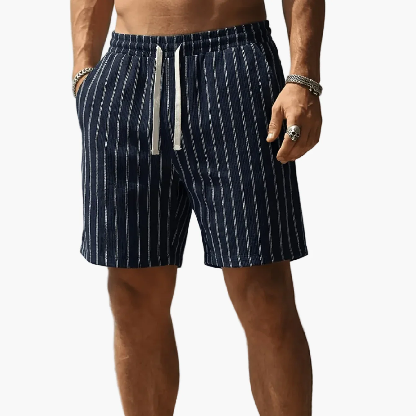Shorts décontractés à rayures pour homme, style urbain tendance, idéals loisirs et sport - Image 16