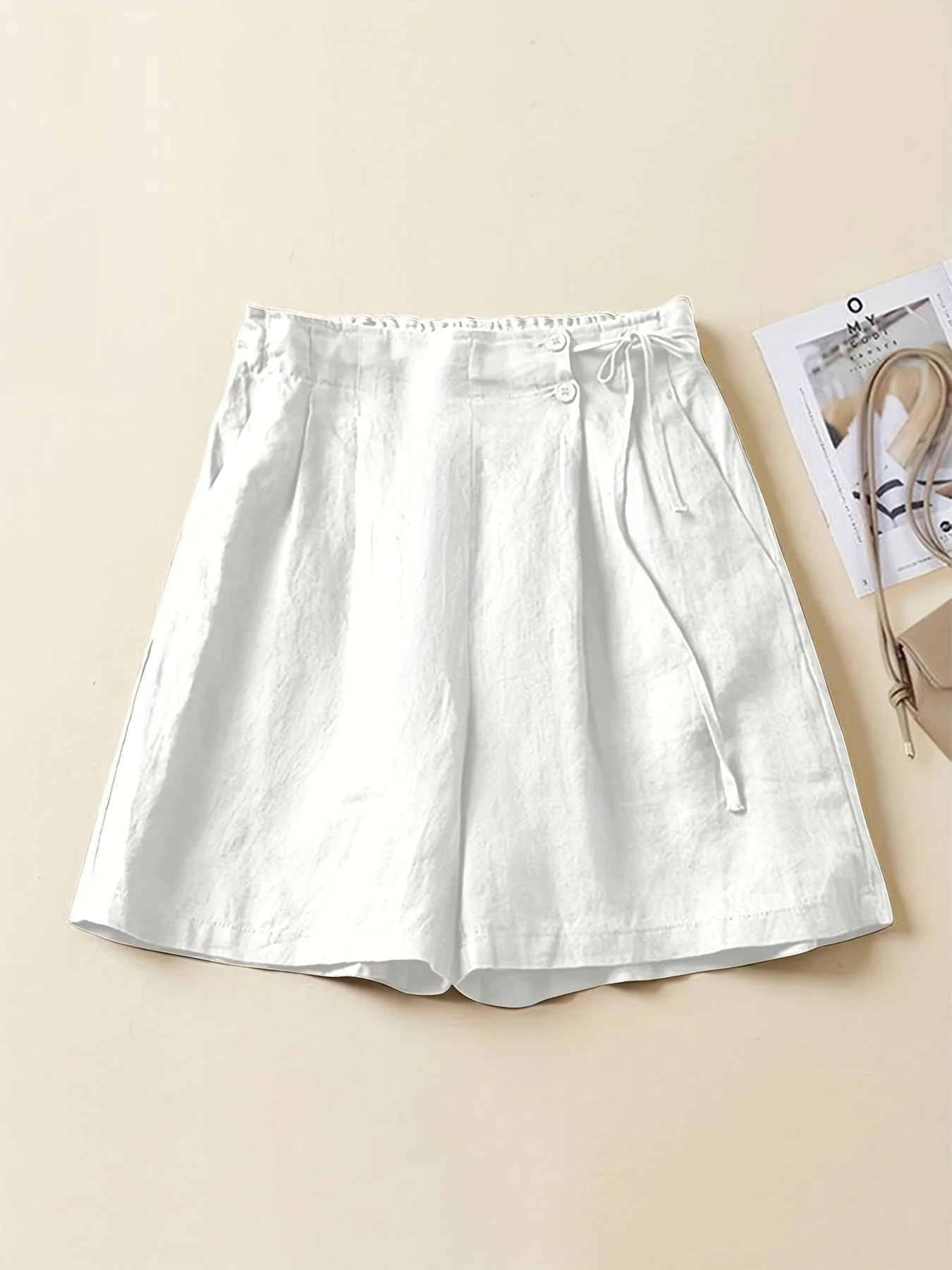 Shorts taille haute femme coupe ample style décontracté été - Image 3