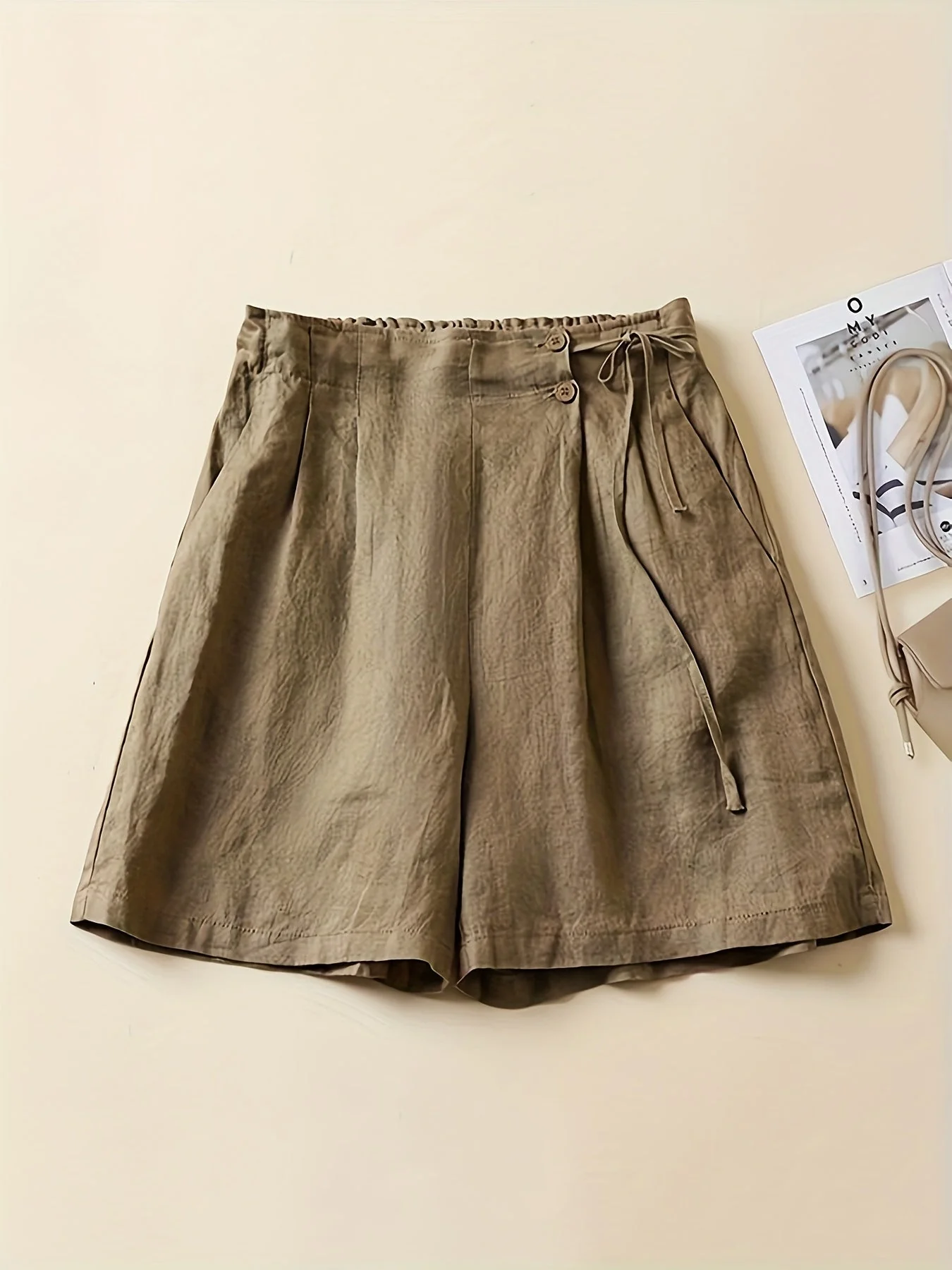 Shorts taille haute femme coupe ample style décontracté été - Image 4
