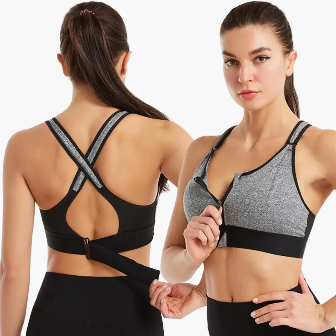 Soutien-Gorge de Sport Femme à Zip Frontal Grand Maintien – Dos Croisé Ajustable pour Entraînement Intensif et Confort Quotidien - Image 3