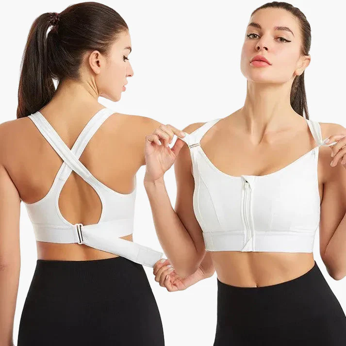 Soutien-Gorge de Sport Femme à Zip Frontal Grand Maintien – Dos Croisé Ajustable pour Entraînement Intensif et Confort Quotidien - Image 4