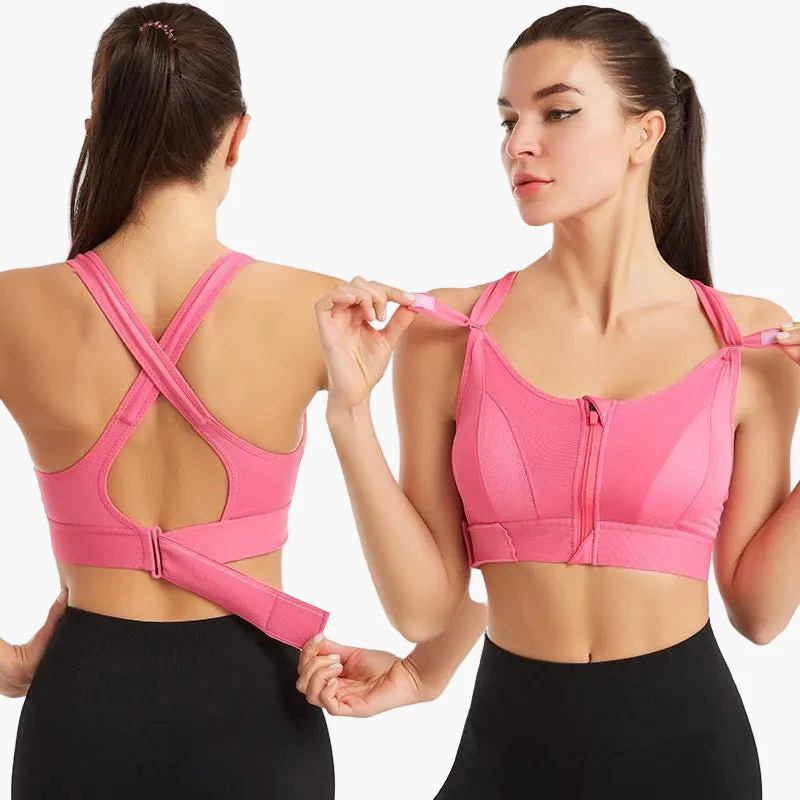 Soutien-Gorge de Sport Femme à Zip Frontal Grand Maintien – Dos Croisé Ajustable pour Entraînement Intensif et Confort Quotidien - Image 5