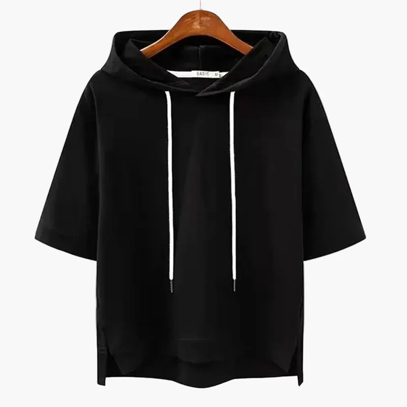 Sweat à capuche court femme style urbain manches courtes décontracté - Image 3