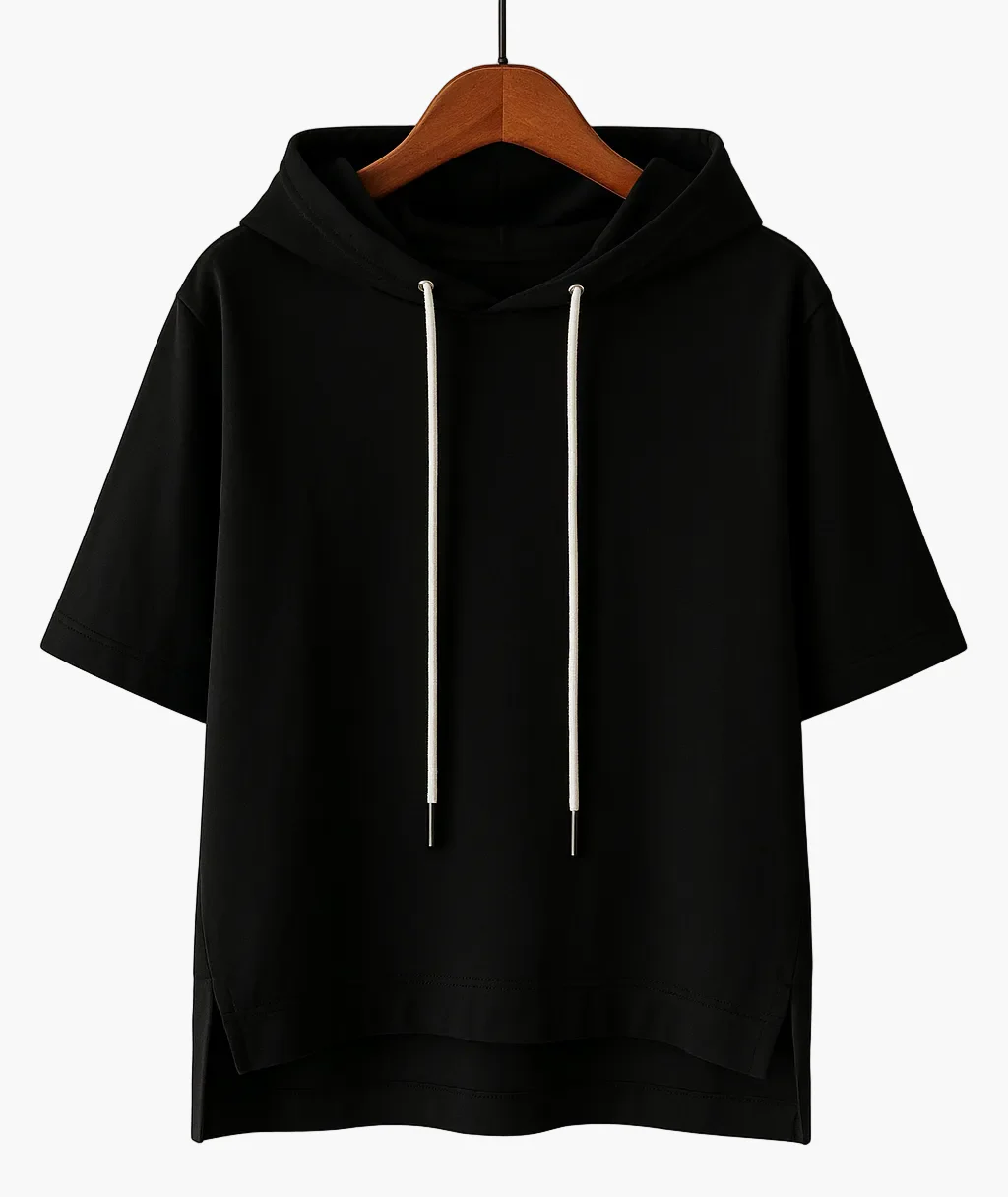 Sweat à Capuche Femme Manches Courtes Style Décontracté Urbain - Image 3