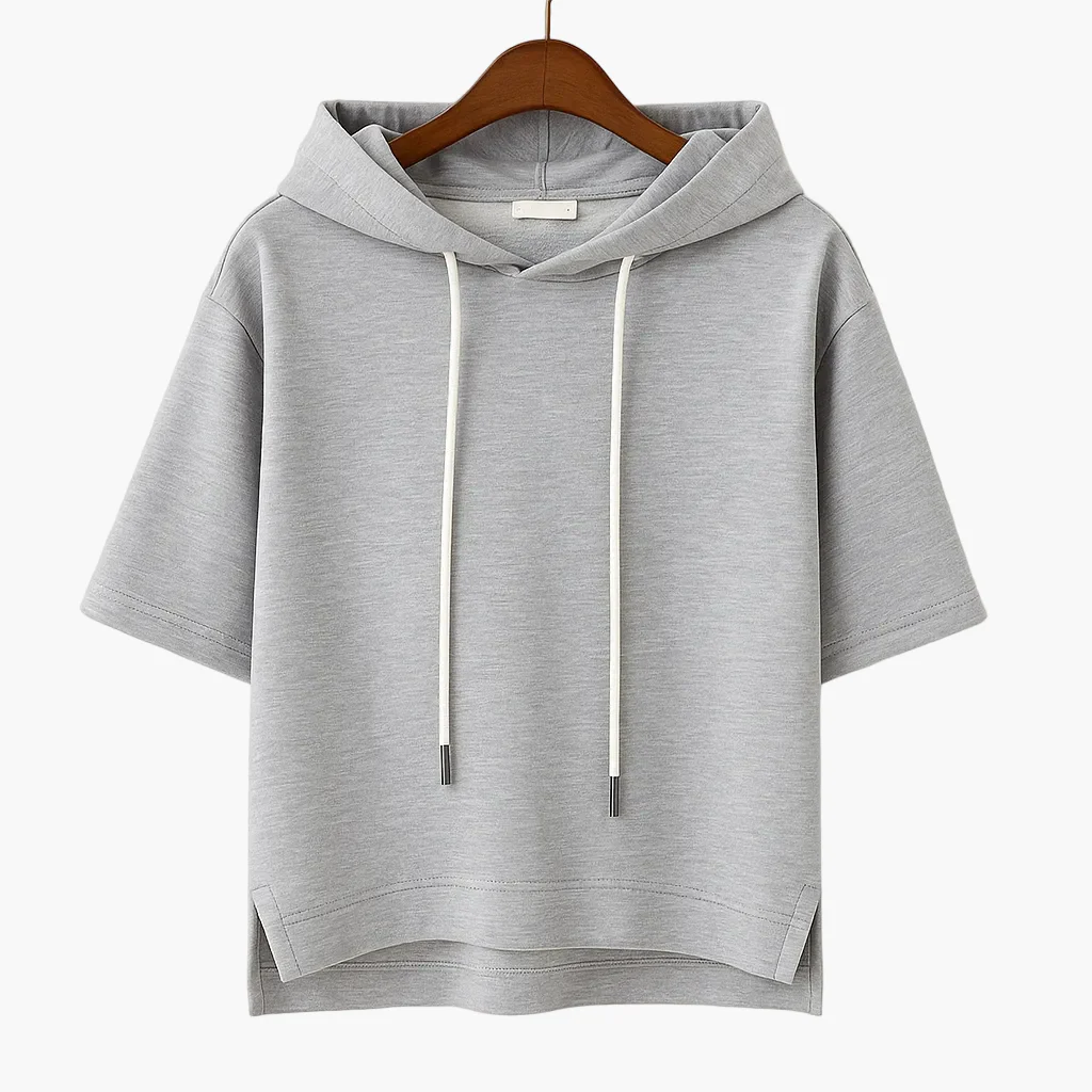 Sweat à Capuche Femme Manches Courtes Style Décontracté Urbain - Image 4