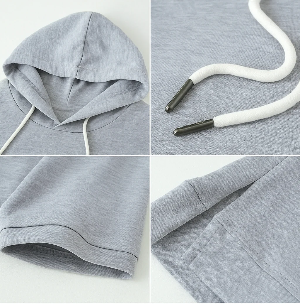 Sweat à Capuche Femme Manches Courtes Style Décontracté Urbain - Image 5