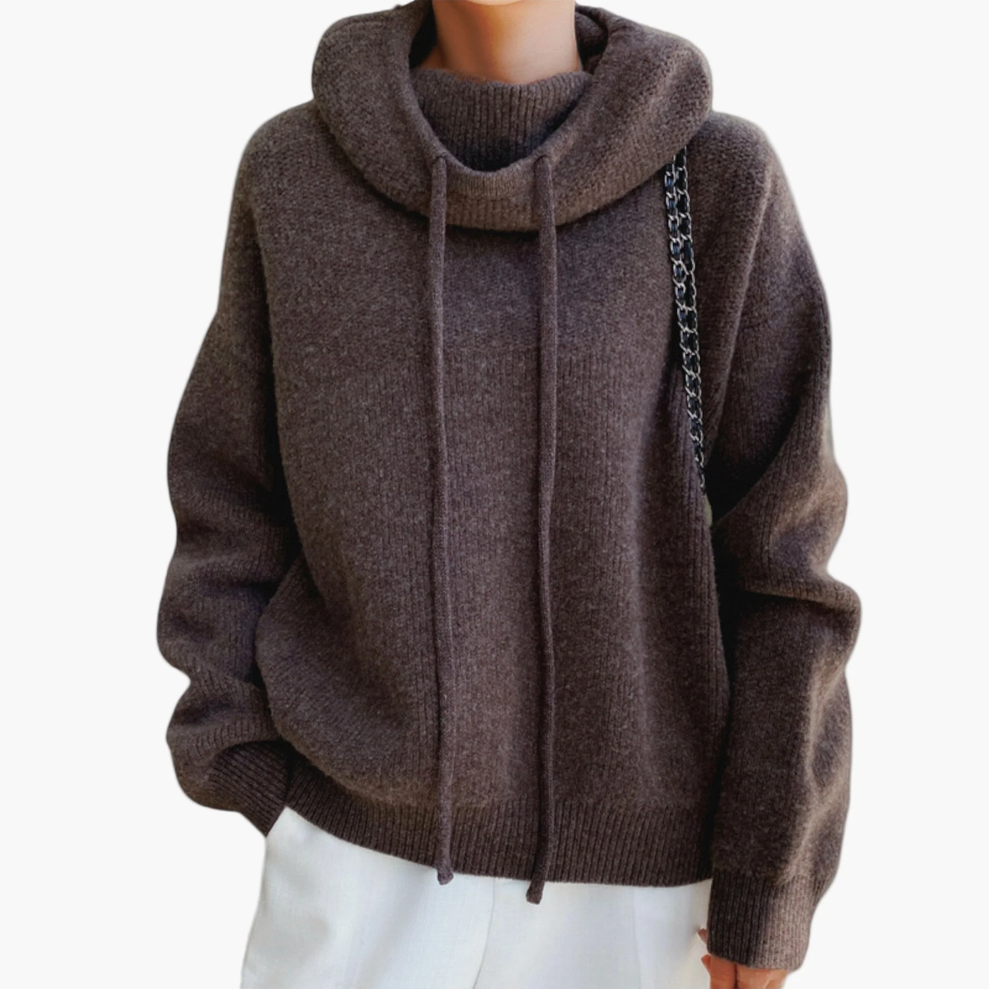 Sweat à capuche en maille pour femme, style décontracté et confortable - Image 3