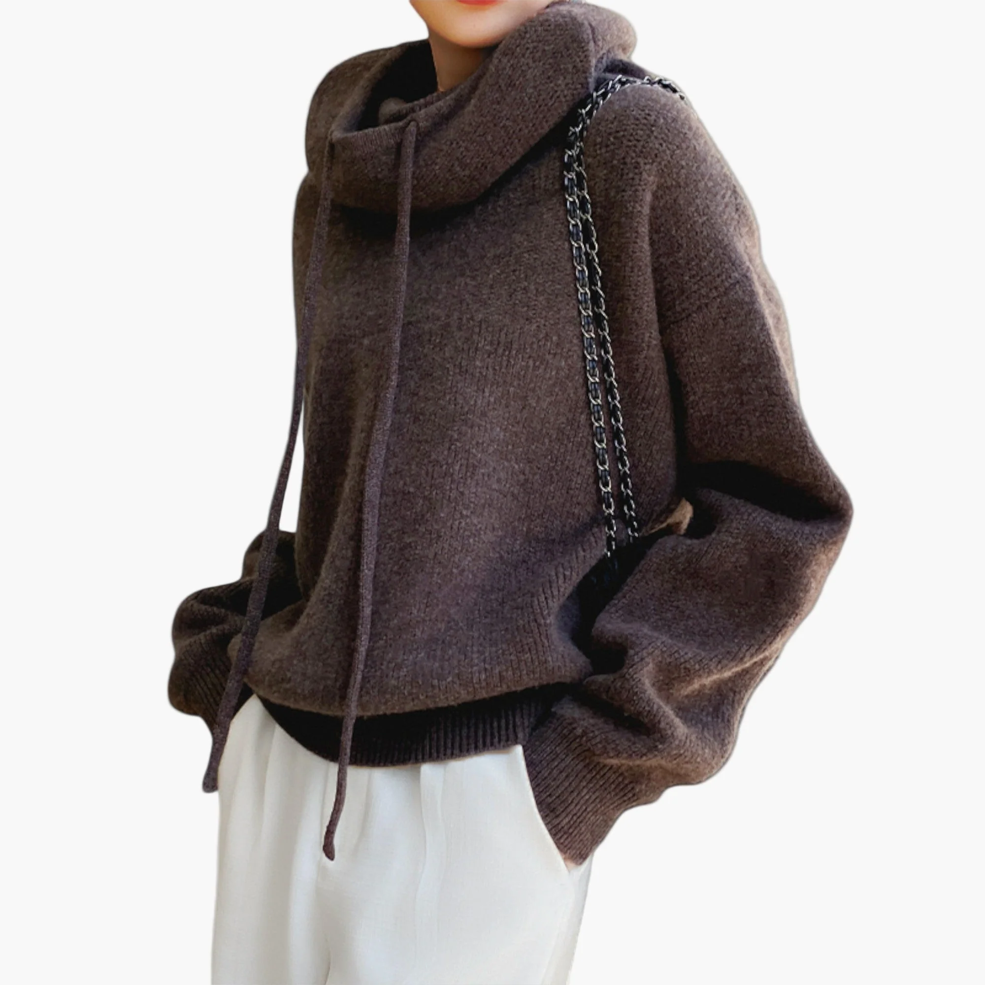 Sweat à capuche en maille pour femme, style décontracté et confortable - Image 4