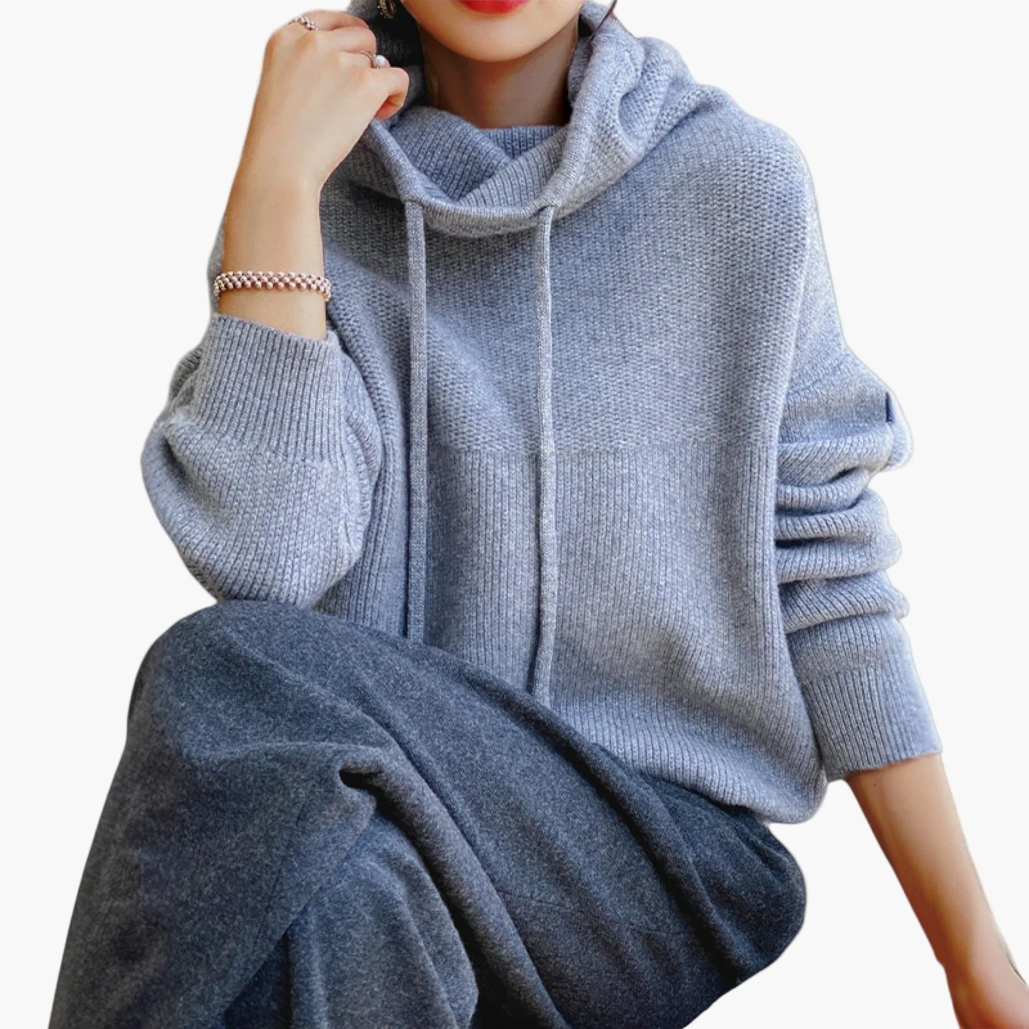 Sweat à capuche en maille pour femme, style décontracté et confortable - Image 6