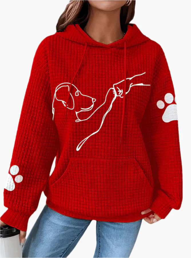 Sweat à Capuche Femme Motif Chien Amoureux des Animaux Style Décontracté - Image 2
