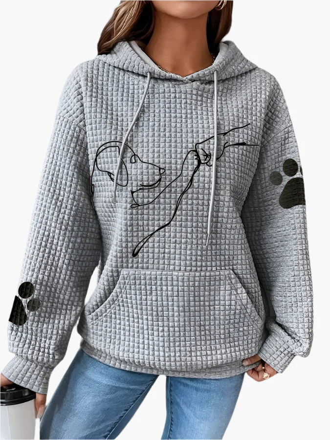 Sweat à Capuche Femme Motif Chien Amoureux des Animaux Style Décontracté - Image 3