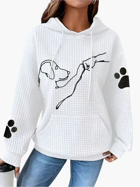 Sweat à Capuche Femme Motif Chien Amoureux des Animaux Style Décontracté - Image 4