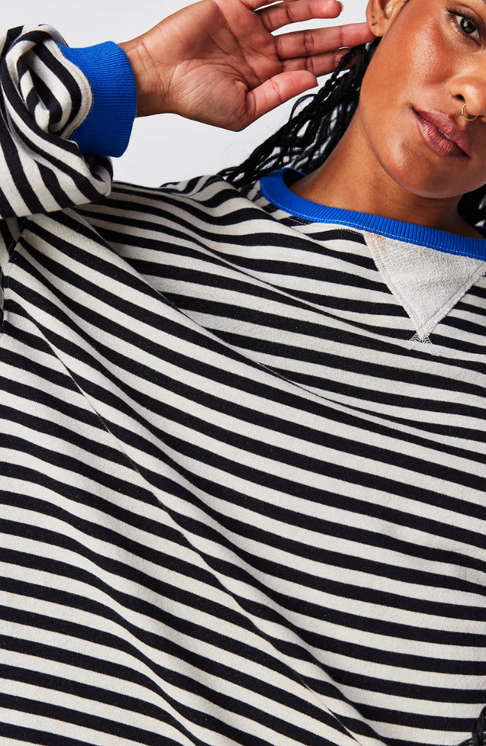 Sweat-shirt ample à rayures style décontracté pour femme - Mode urbaine tendance - Image 10