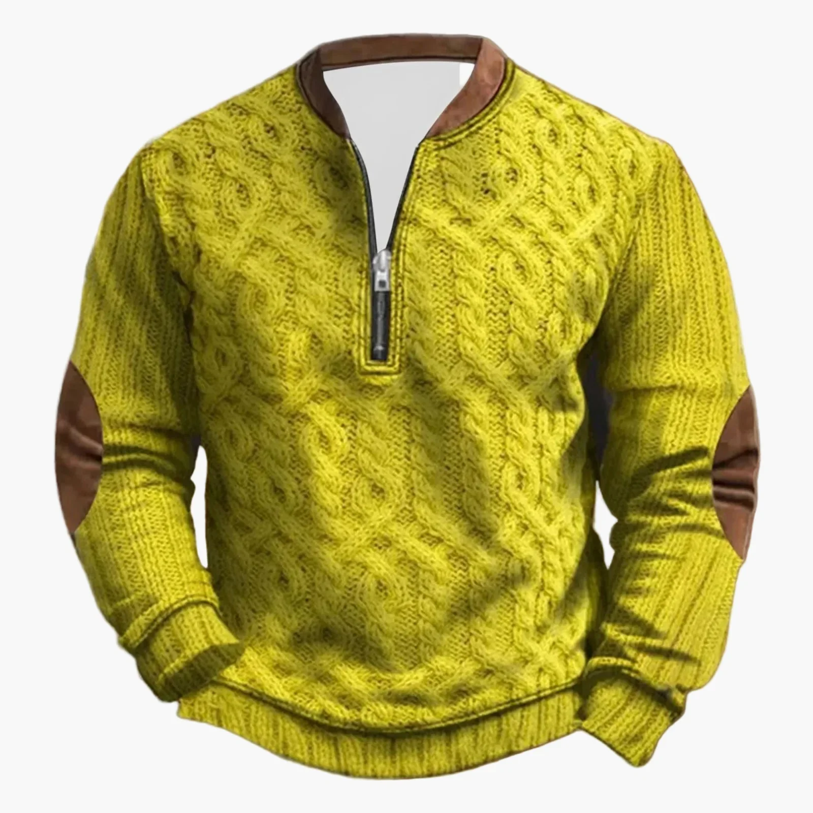 Sweat-shirt casual pour homme demi-zip style outdoor avec coudières décoratives - Image 4