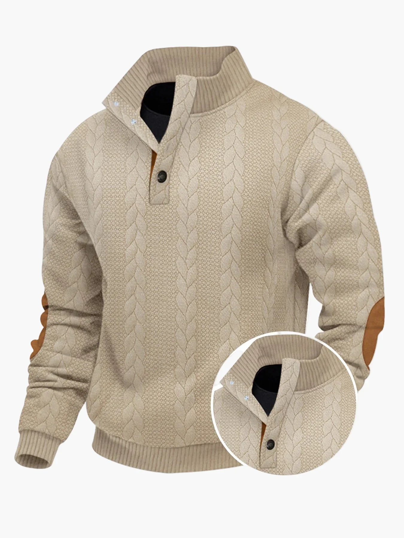 Sweat-shirt à col montant zippé pour homme style décontracté élégant - Pull sportswear polyvalent et tendance - Image 3